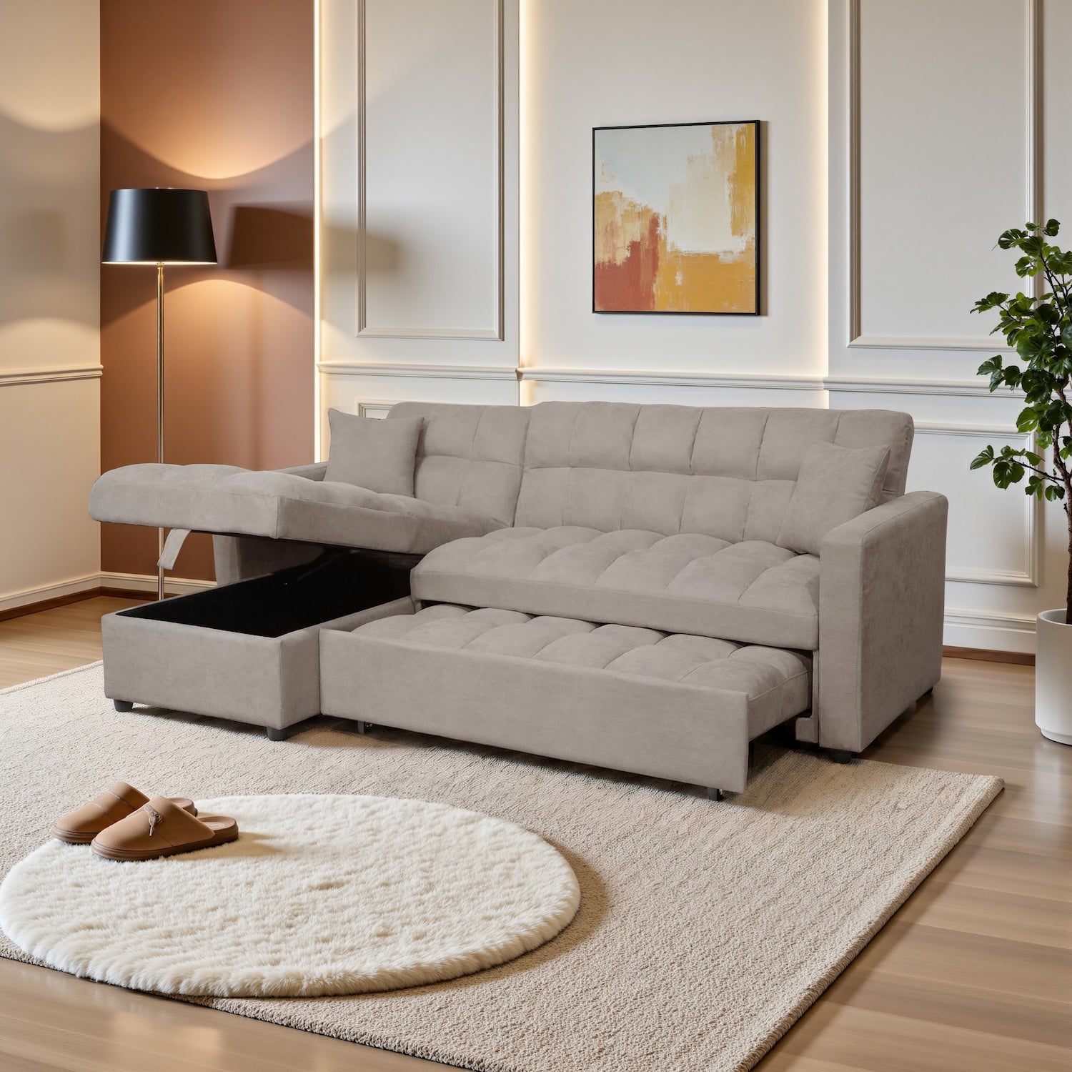 Sala cama Lenon Microfibra Beige