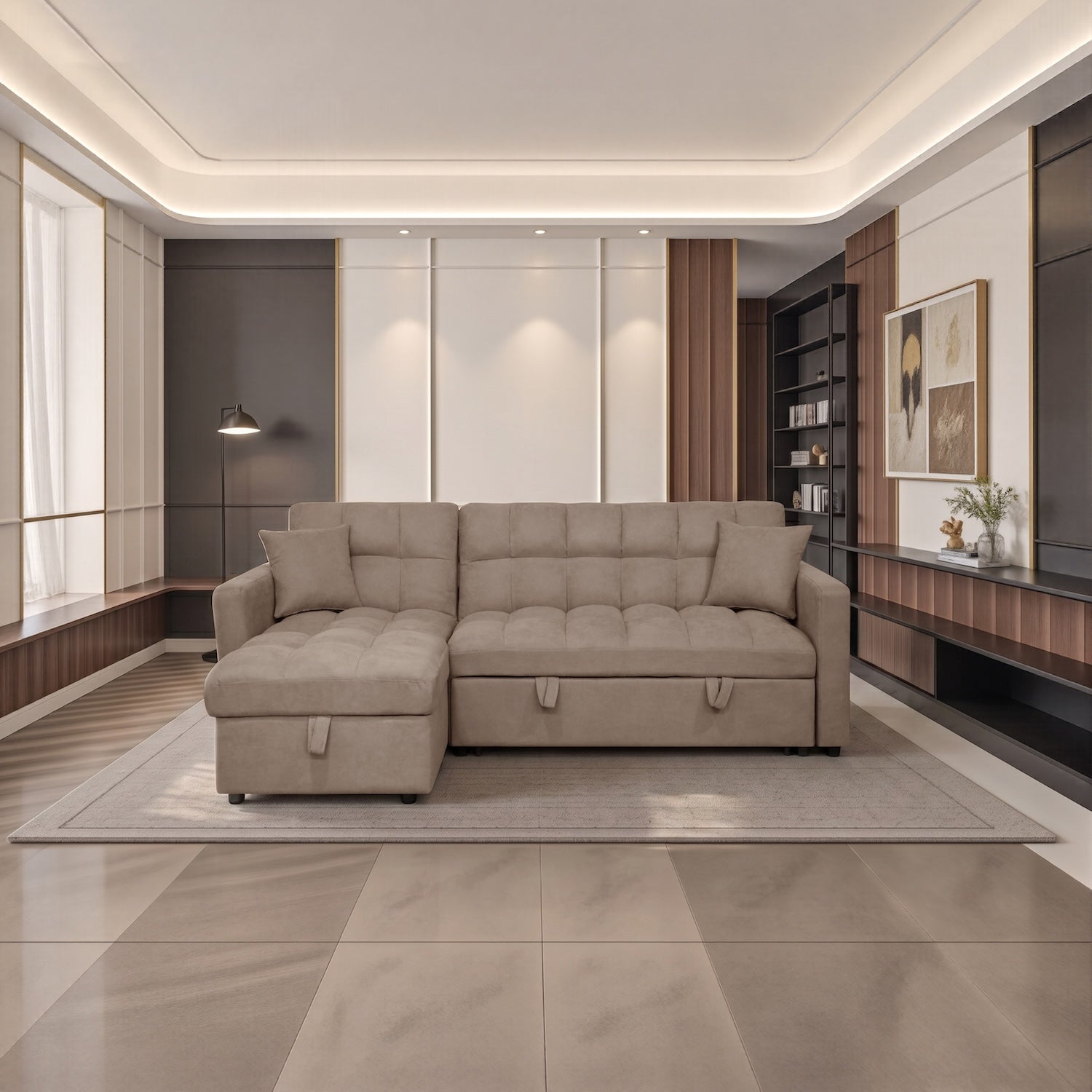 Sala Cama Lenon Microfibra Café