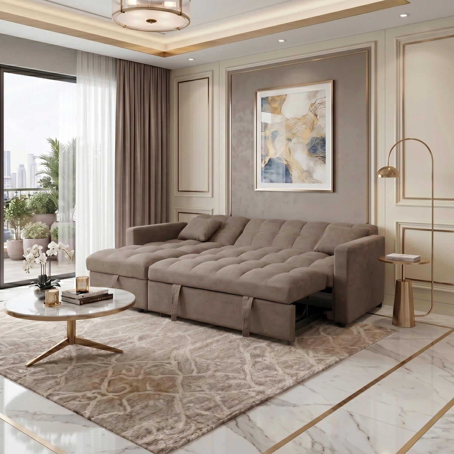 Sala Cama Lenon Microfibra Café