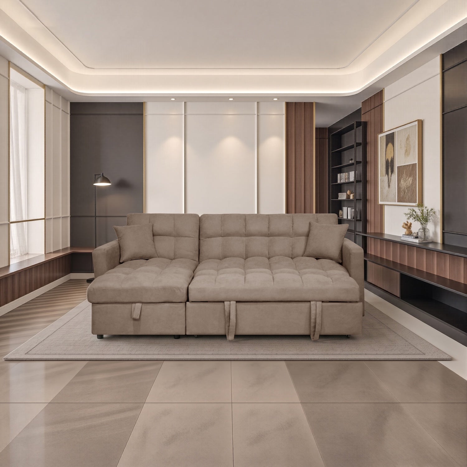 Sala Cama Lenon Microfibra Café
