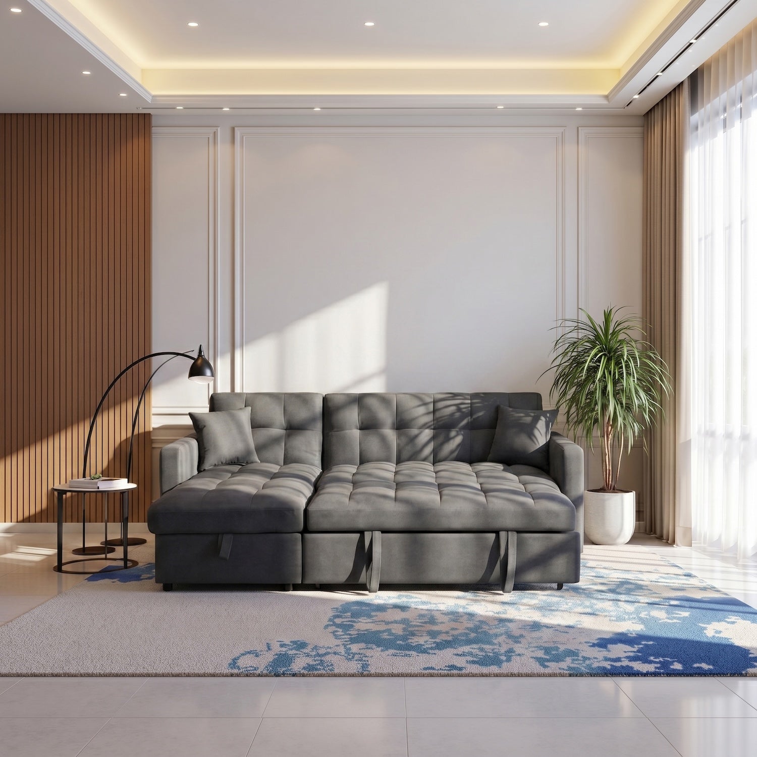 Sala Cama Lenon Microfibra Plomo