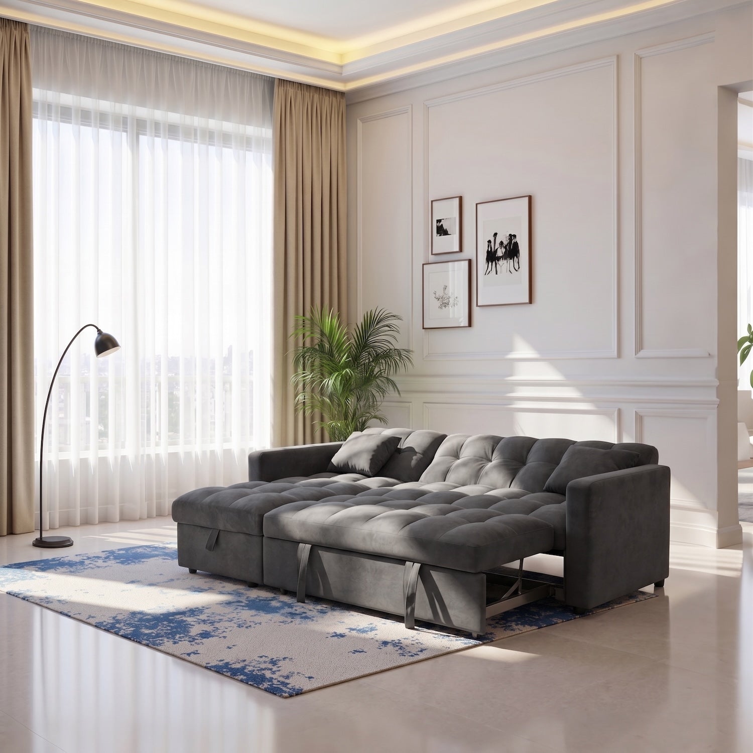 Sala Cama Lenon Microfibra Plomo