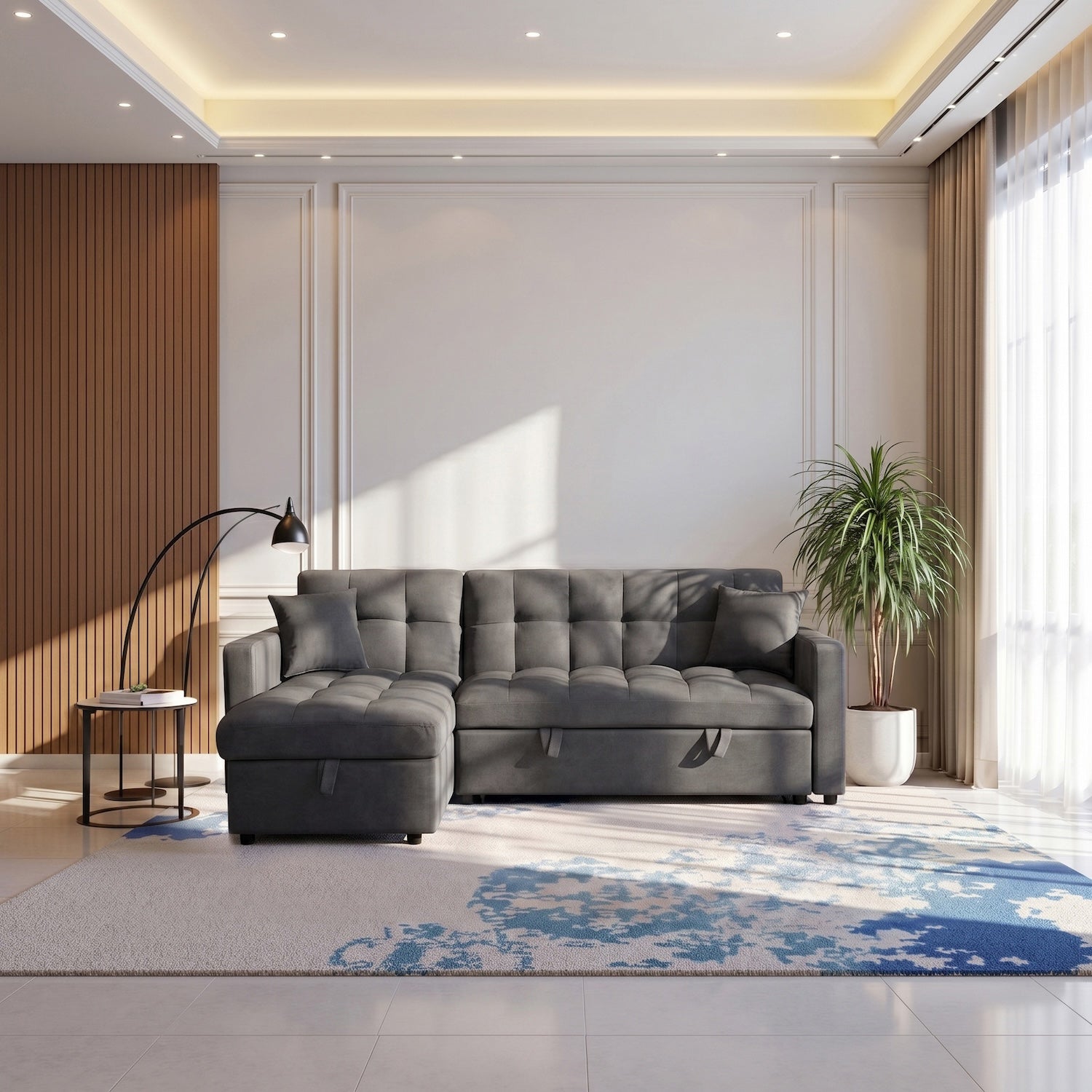 Sala Cama Lenon Microfibra Plomo