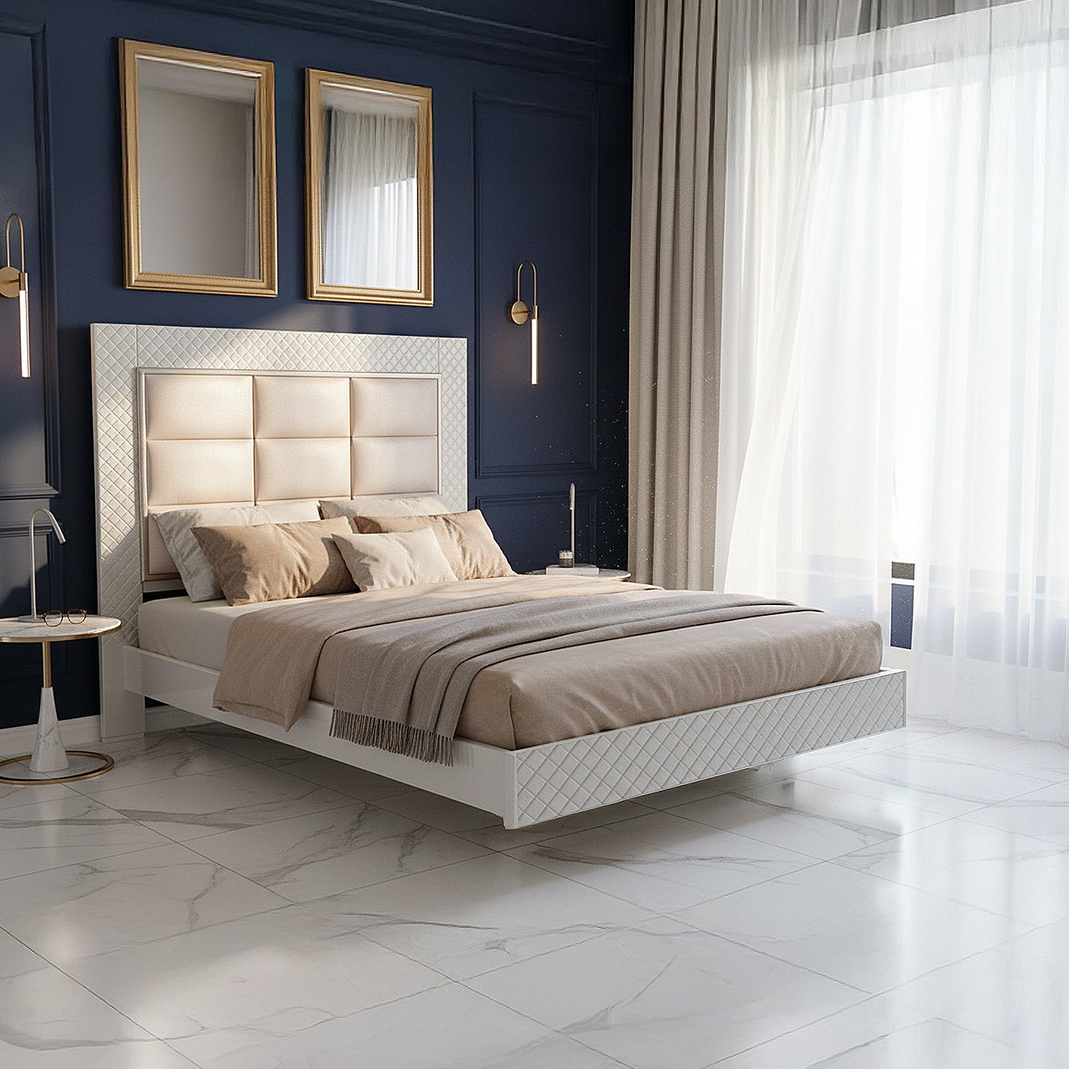 Cama Queen Ventury Eurolino Perla, Off White