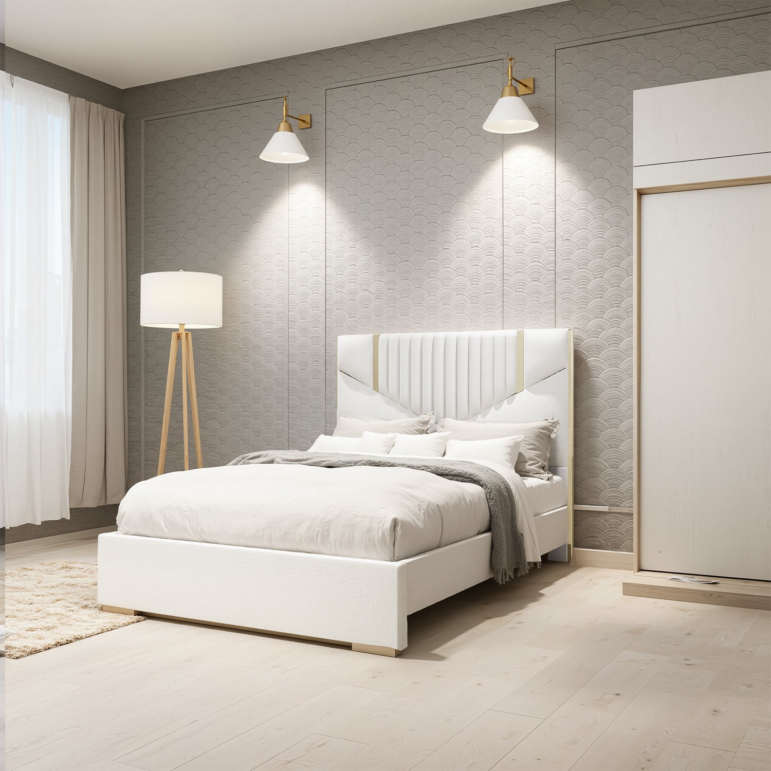 Cama Queen Santana Champaña, Beige Perla