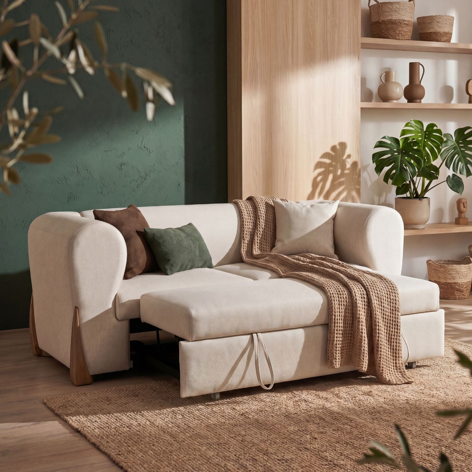 Sofá Cama Bell Impetu Beige, Natural