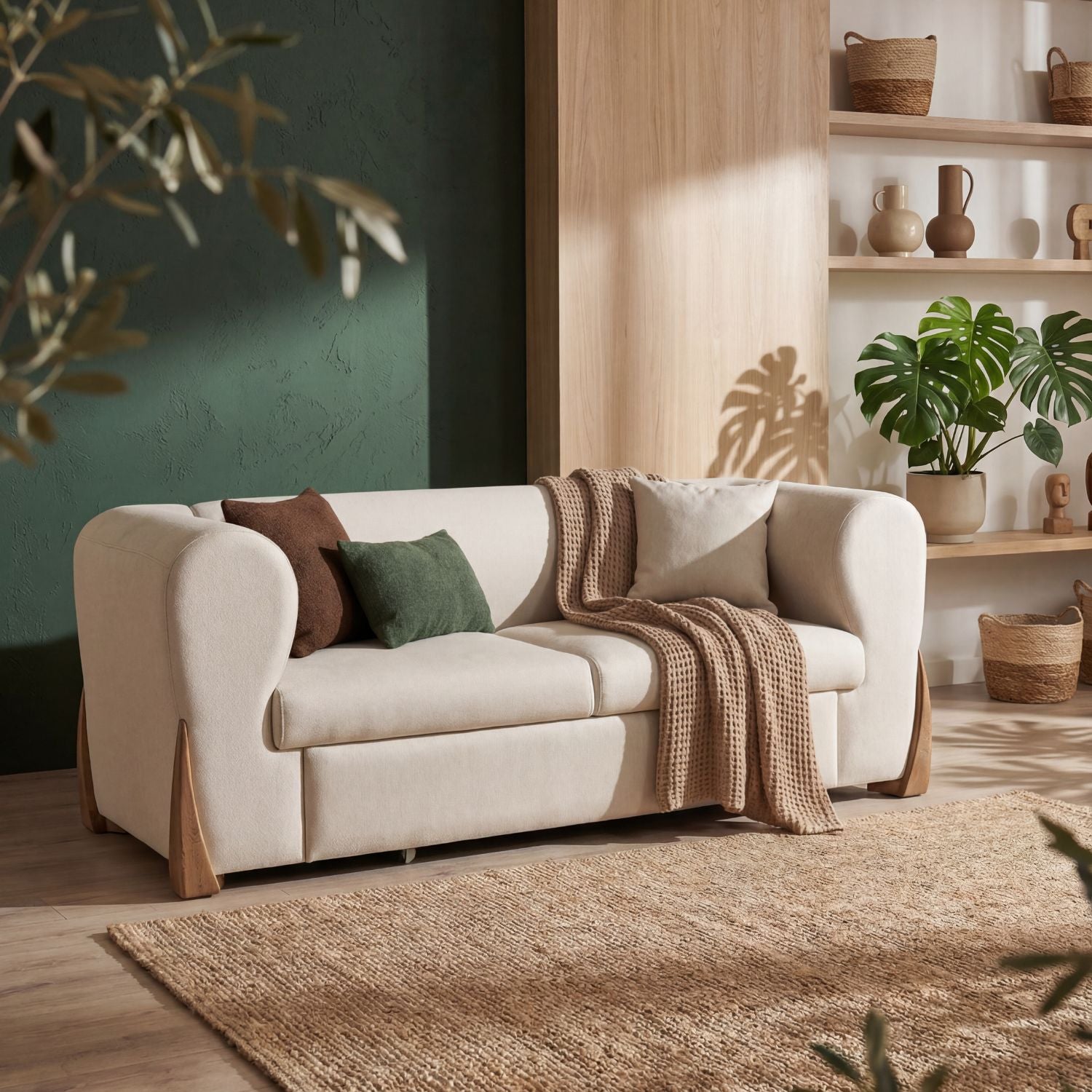 Sofá Cama Bell Impetu Beige, Natural