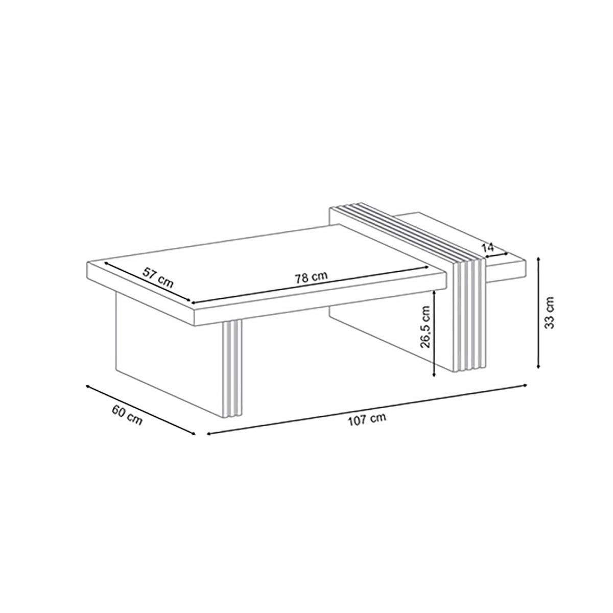 Mesa de Centro Vero Offwhite, Champaña