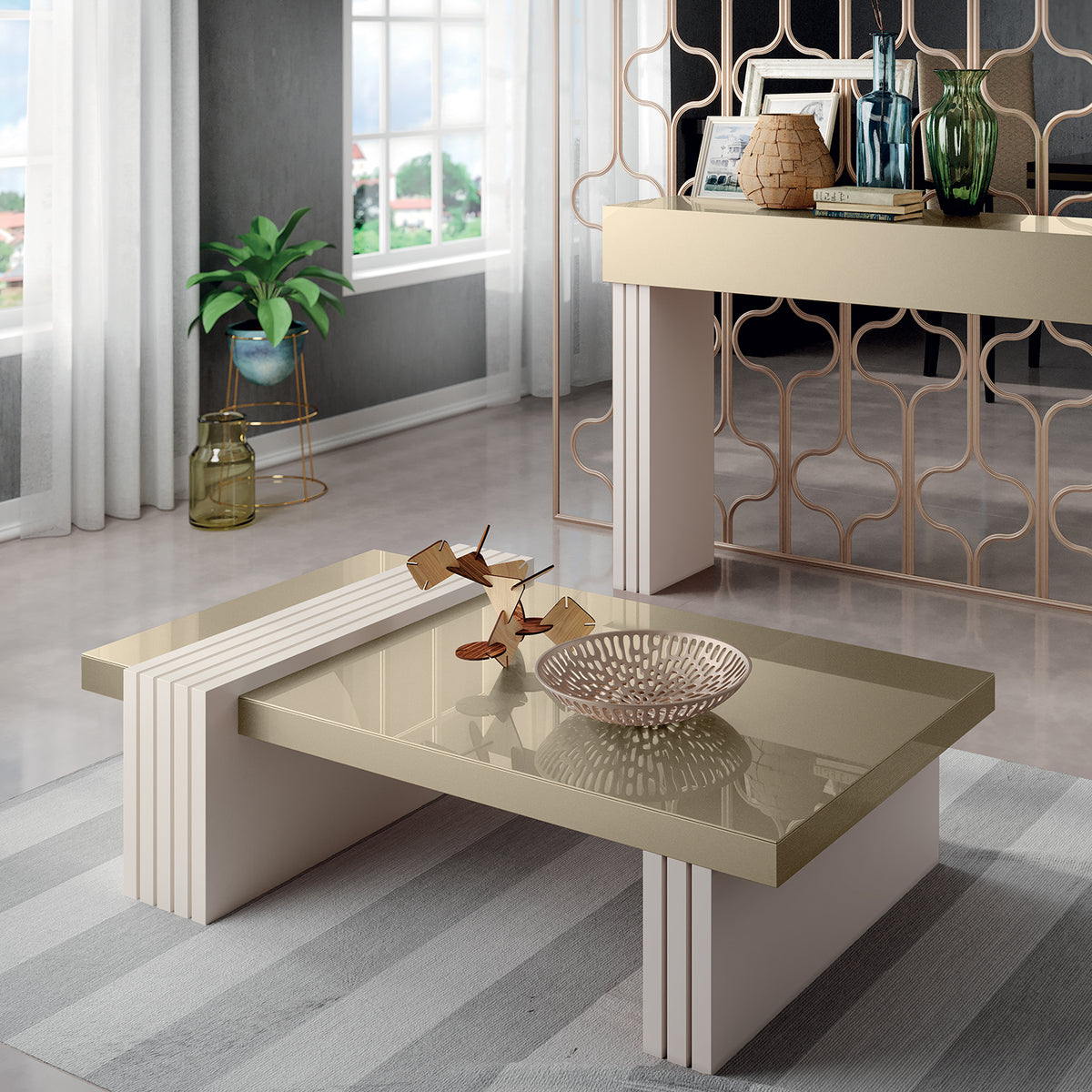 Mesa de Centro Vero Offwhite, Champaña