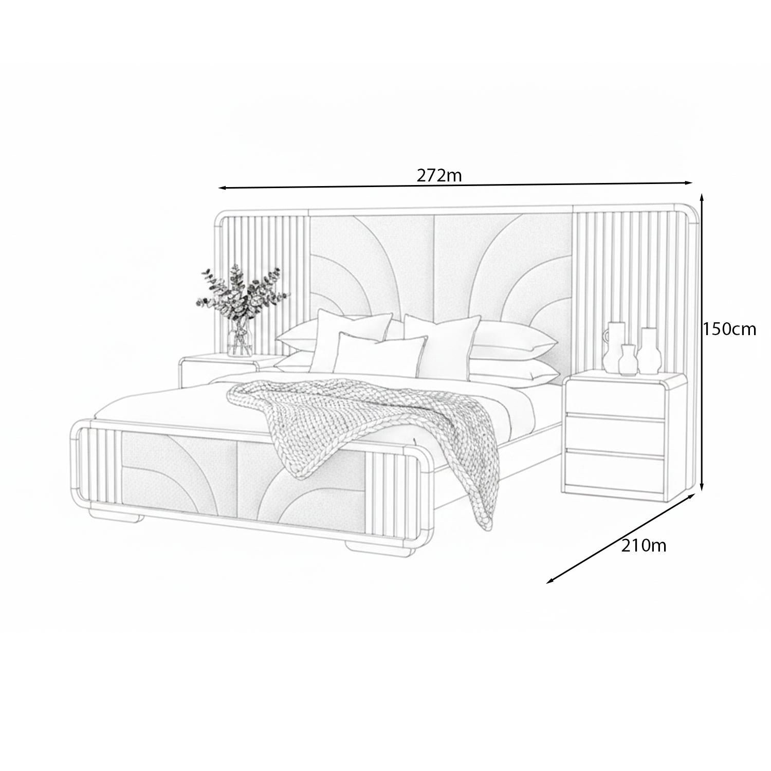 Cama Full Malaga Eurolino Boucle Arena, Natural