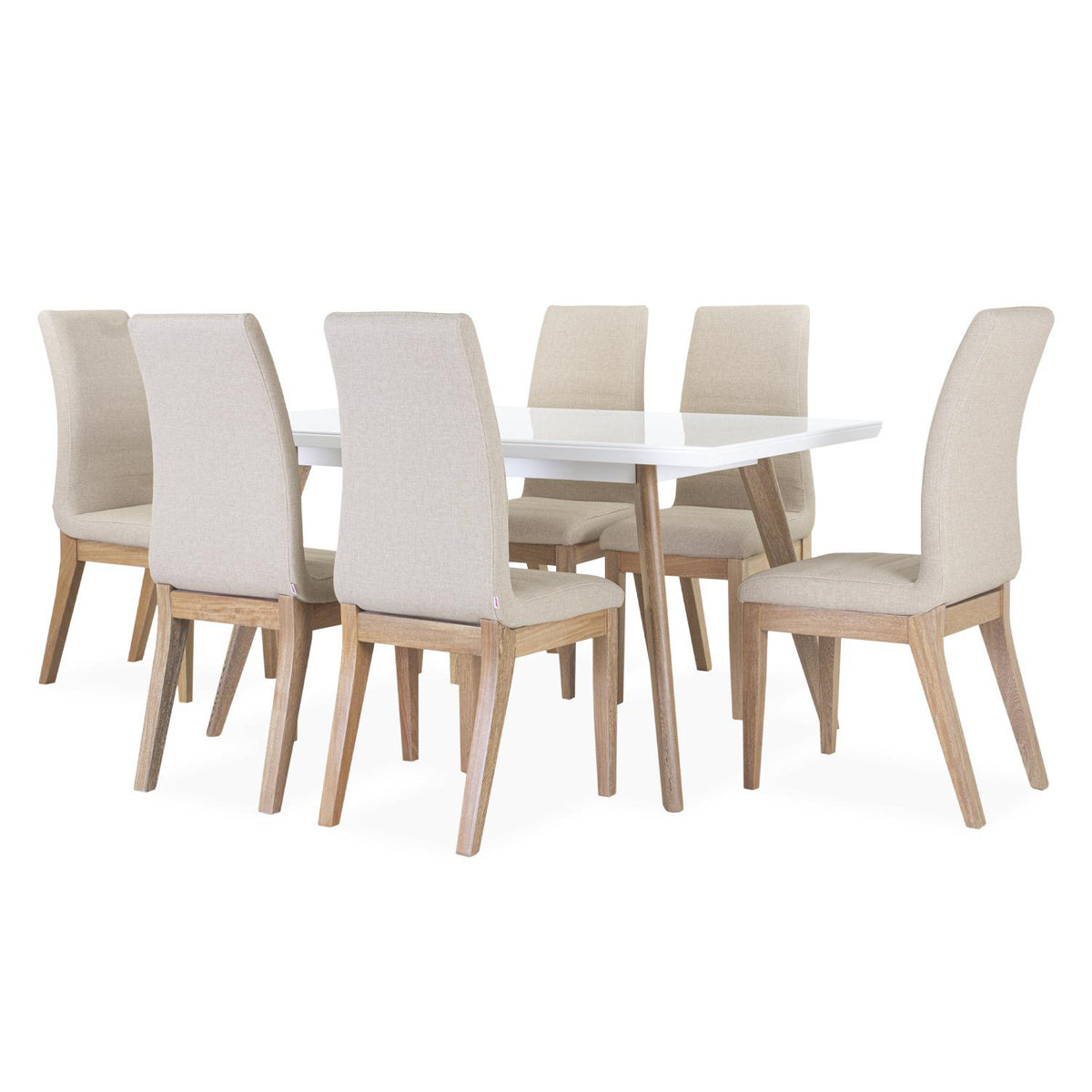 Comedor 6 Puesto Bruno Eurolino Marfil, Natural y Blanco