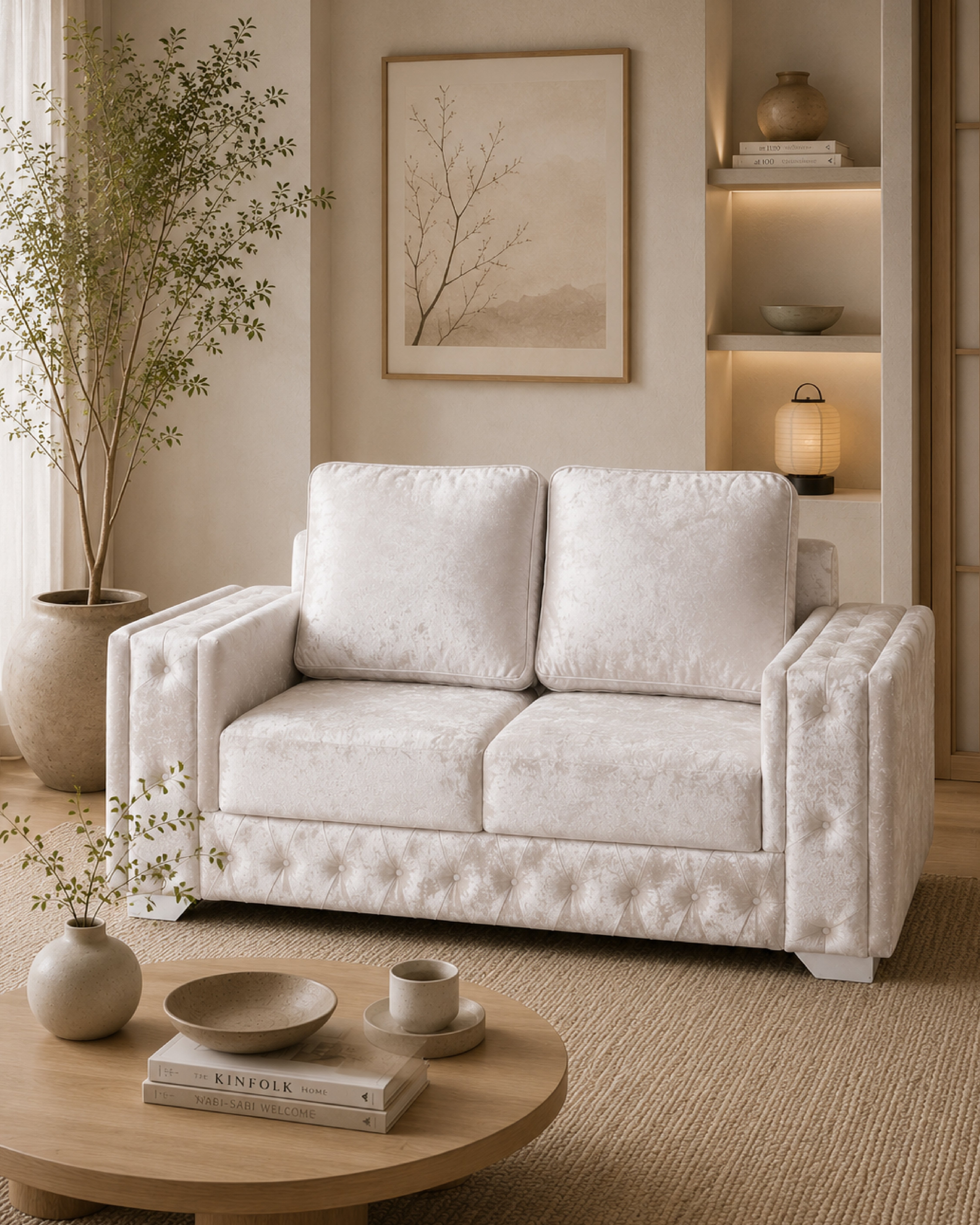 Sofá 2 Puestos Living Lino Beige