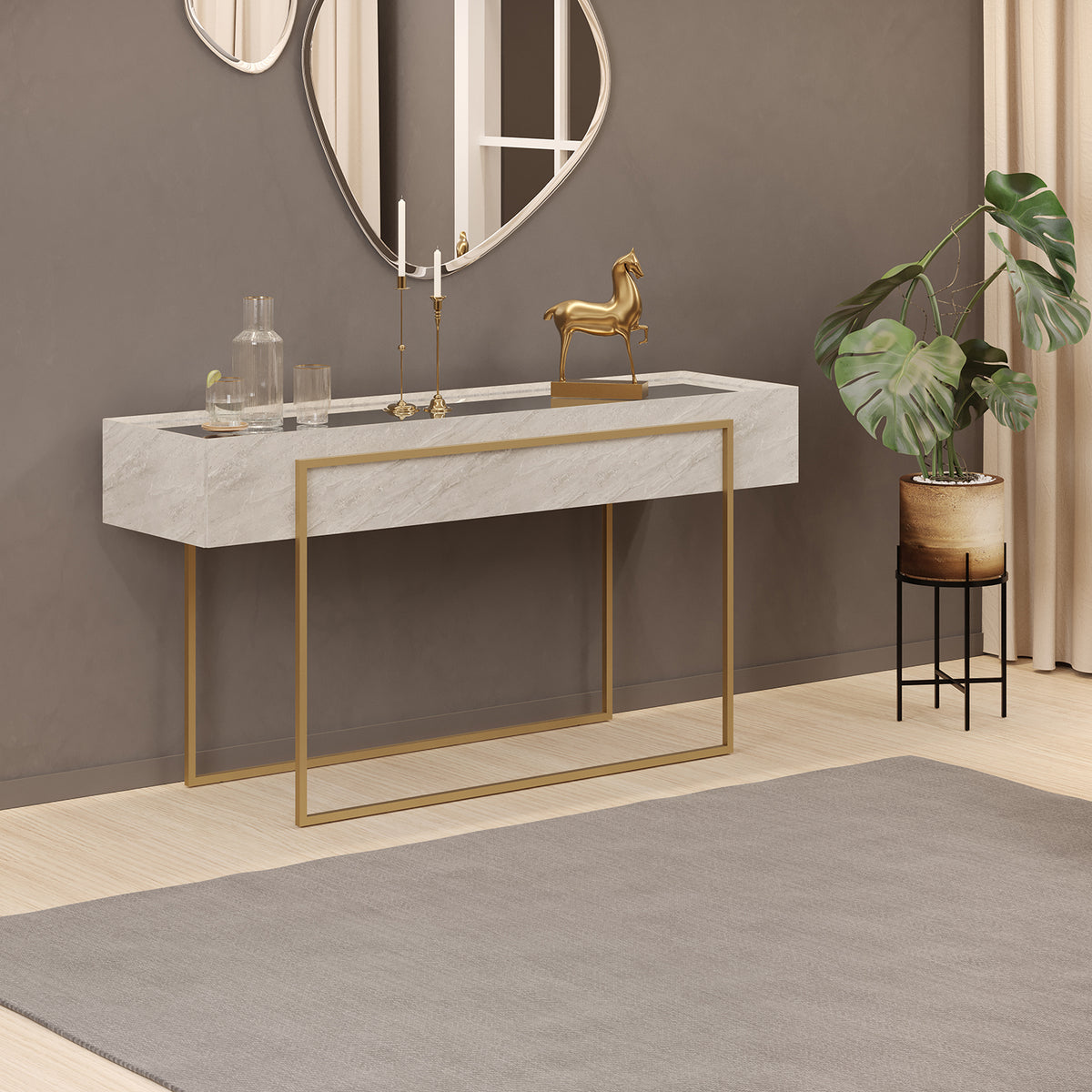 Consola Loft 137X80 Gris Marmolado
