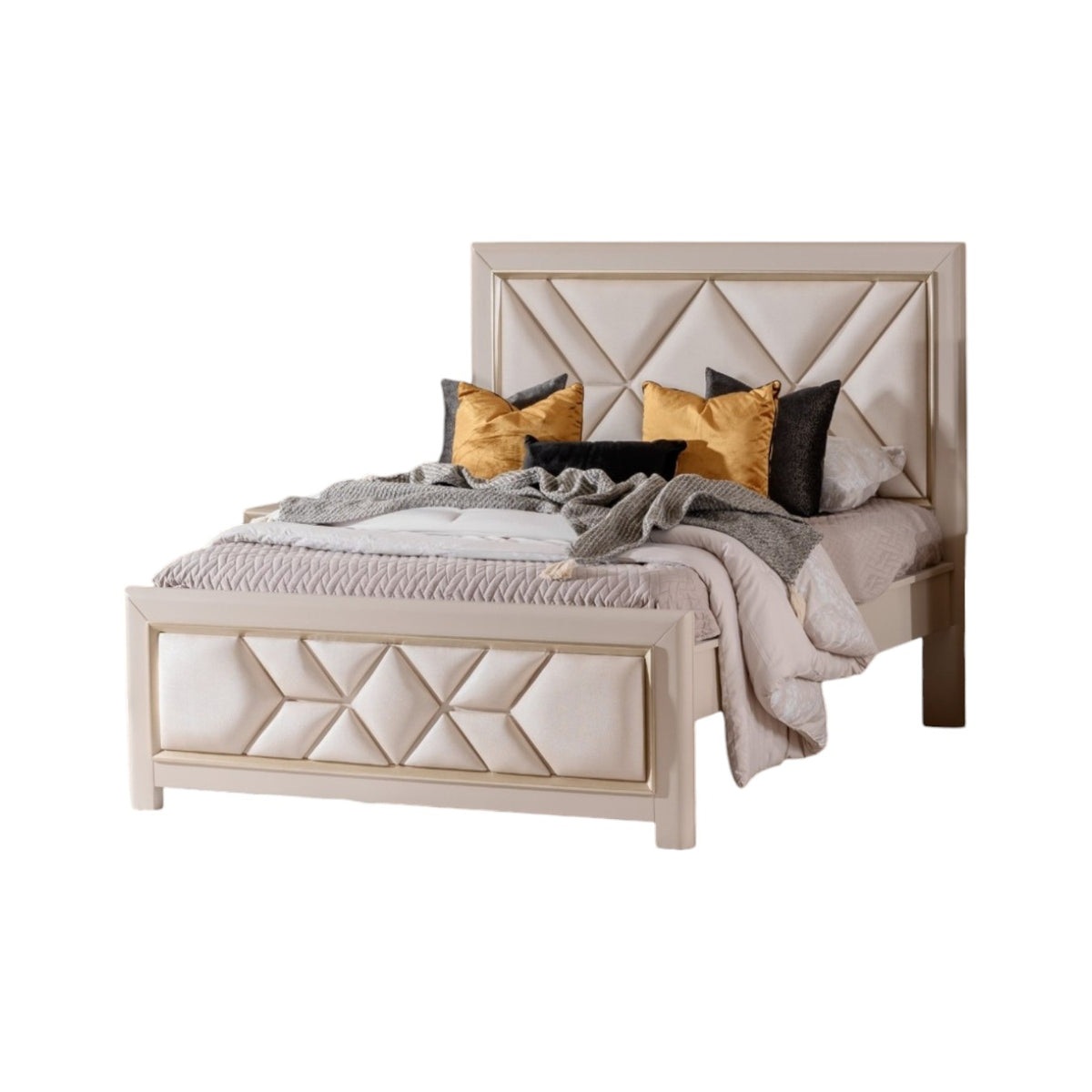 Cama Full Marriot Eurolino  Beige, Greige, Champaña