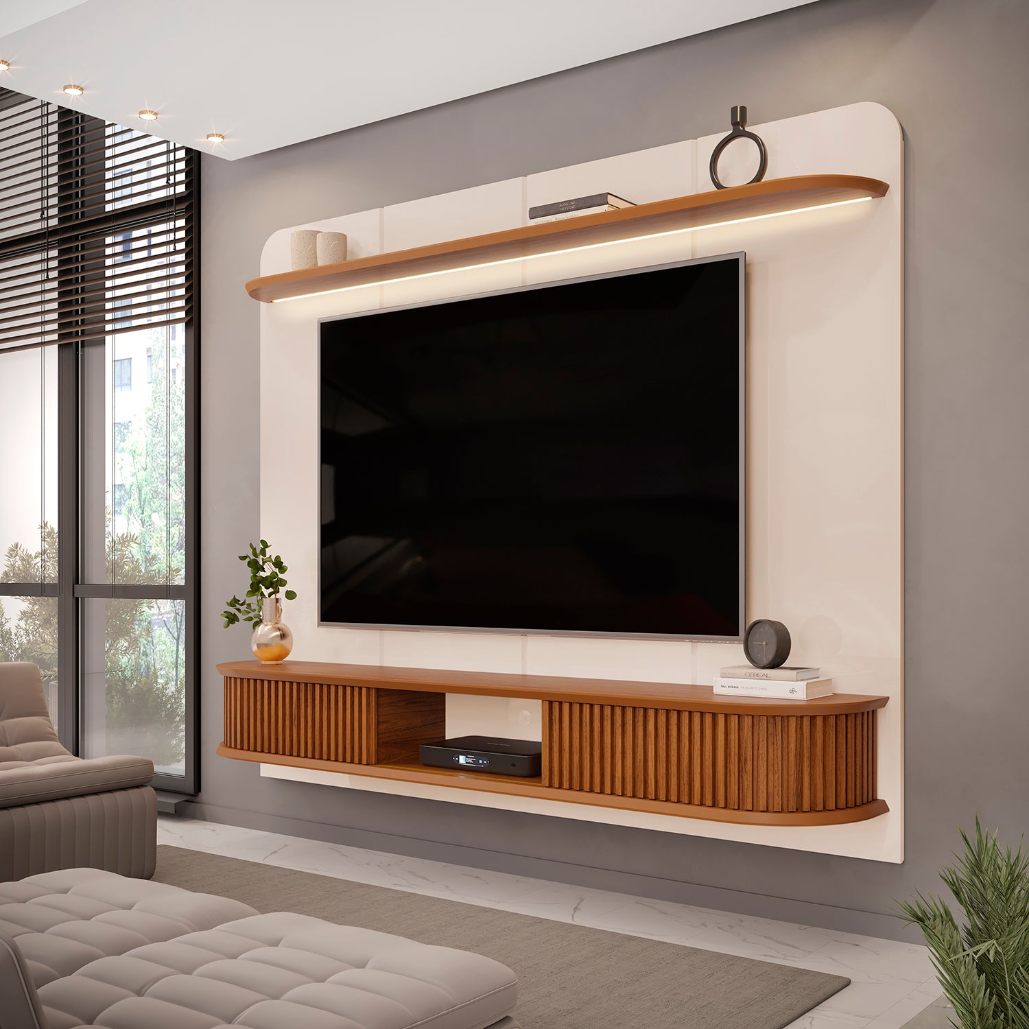 Panel Tv Cami 215X169X38 Natural, Off White