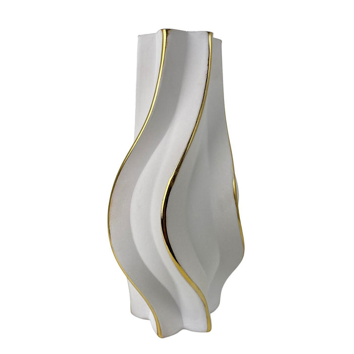 Jarron 17,5X17,5X31,5 Blanco Dorado