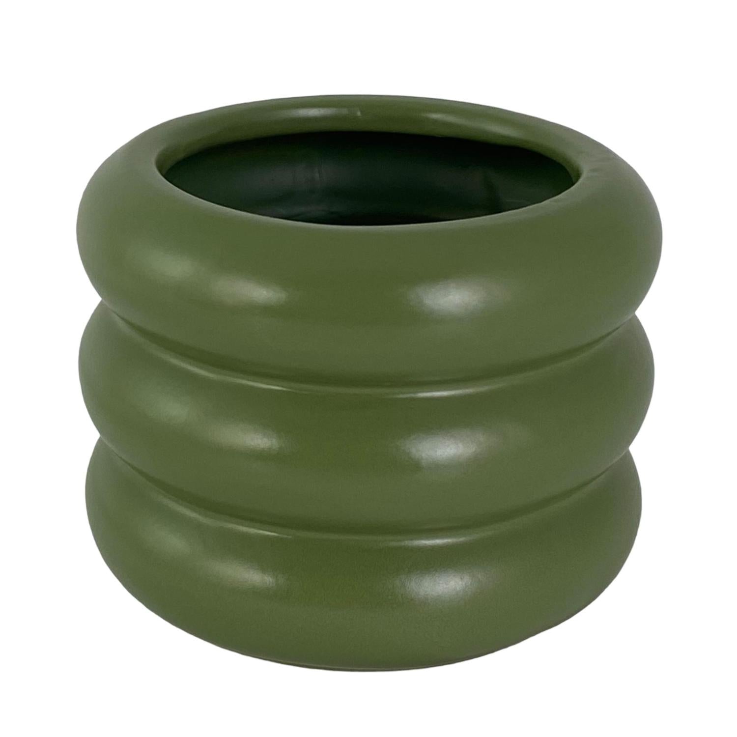 Jarron 12.2X12.2X9.3 Verde Oscuro Anillo