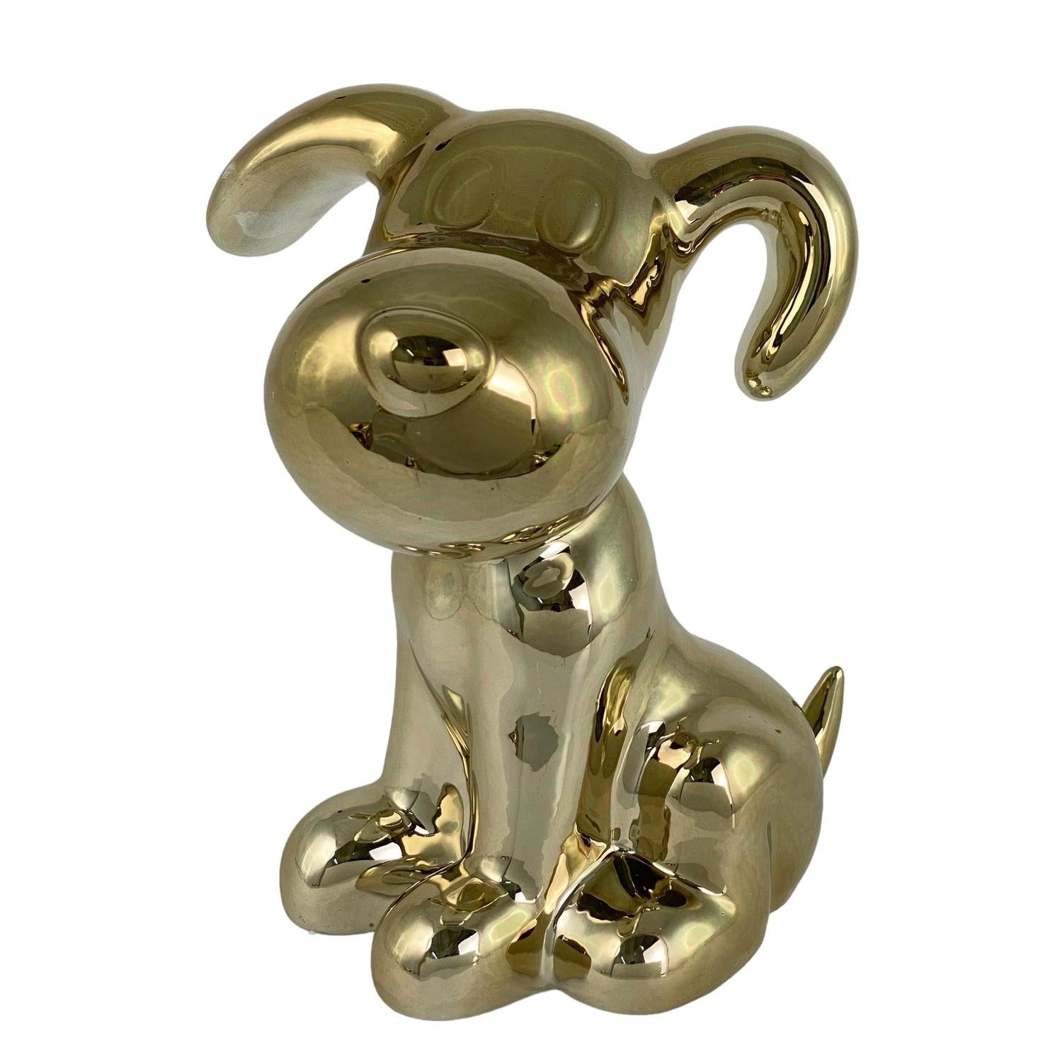 Figura 18X16X23.8 Dorado Perro  Sentado