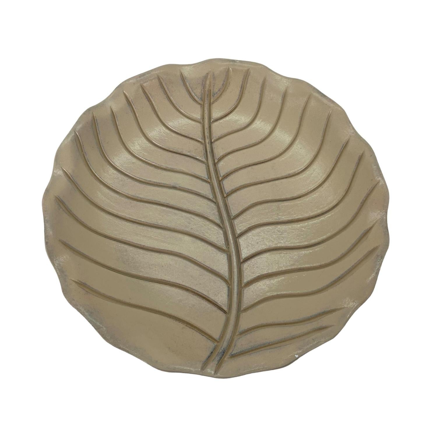 Bandeja 33.5X33.5X3.6 Beige Circulr Hoja