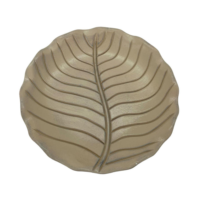 Bandeja 33.5X33.5X3.6 Beige Circulr Hoja