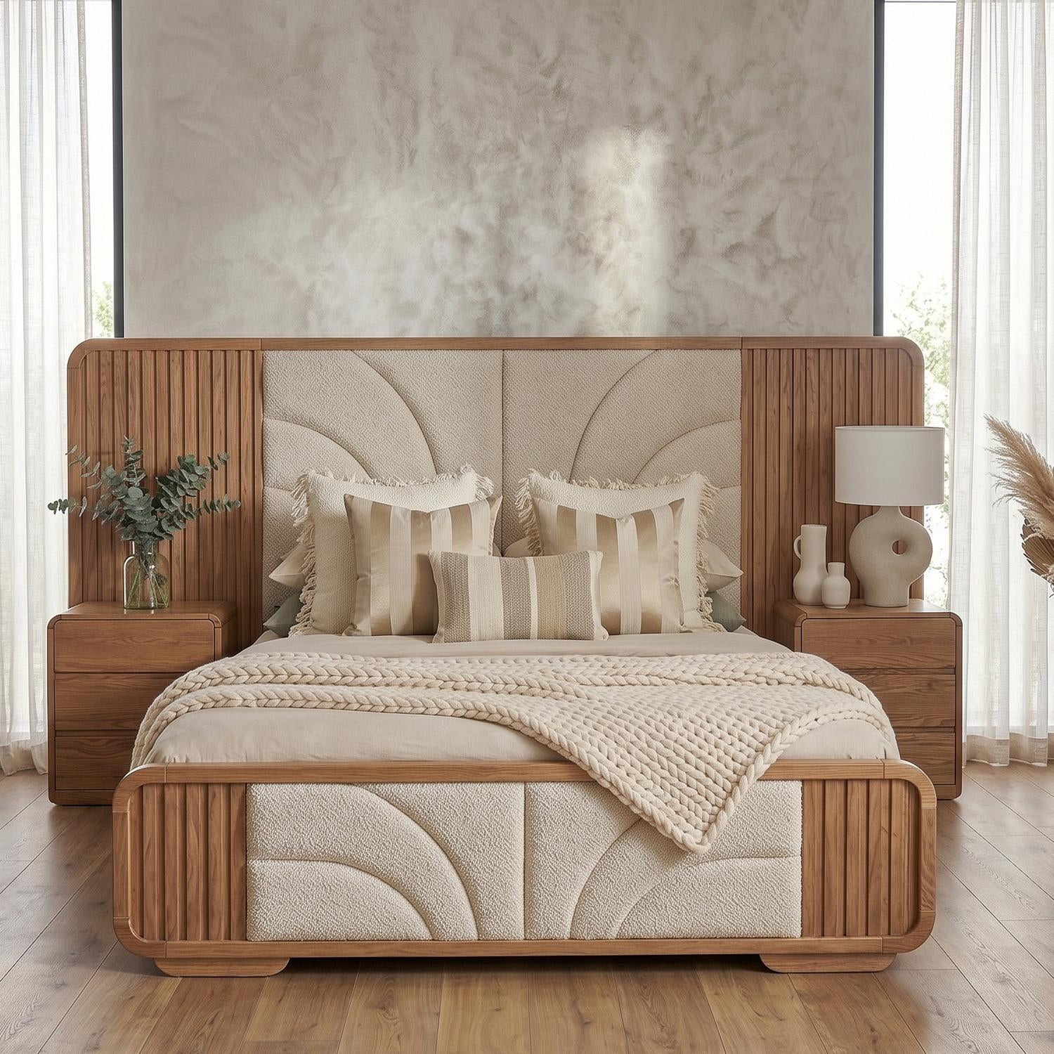 Cama Full Malaga Eurolino Boucle Arena, Natural