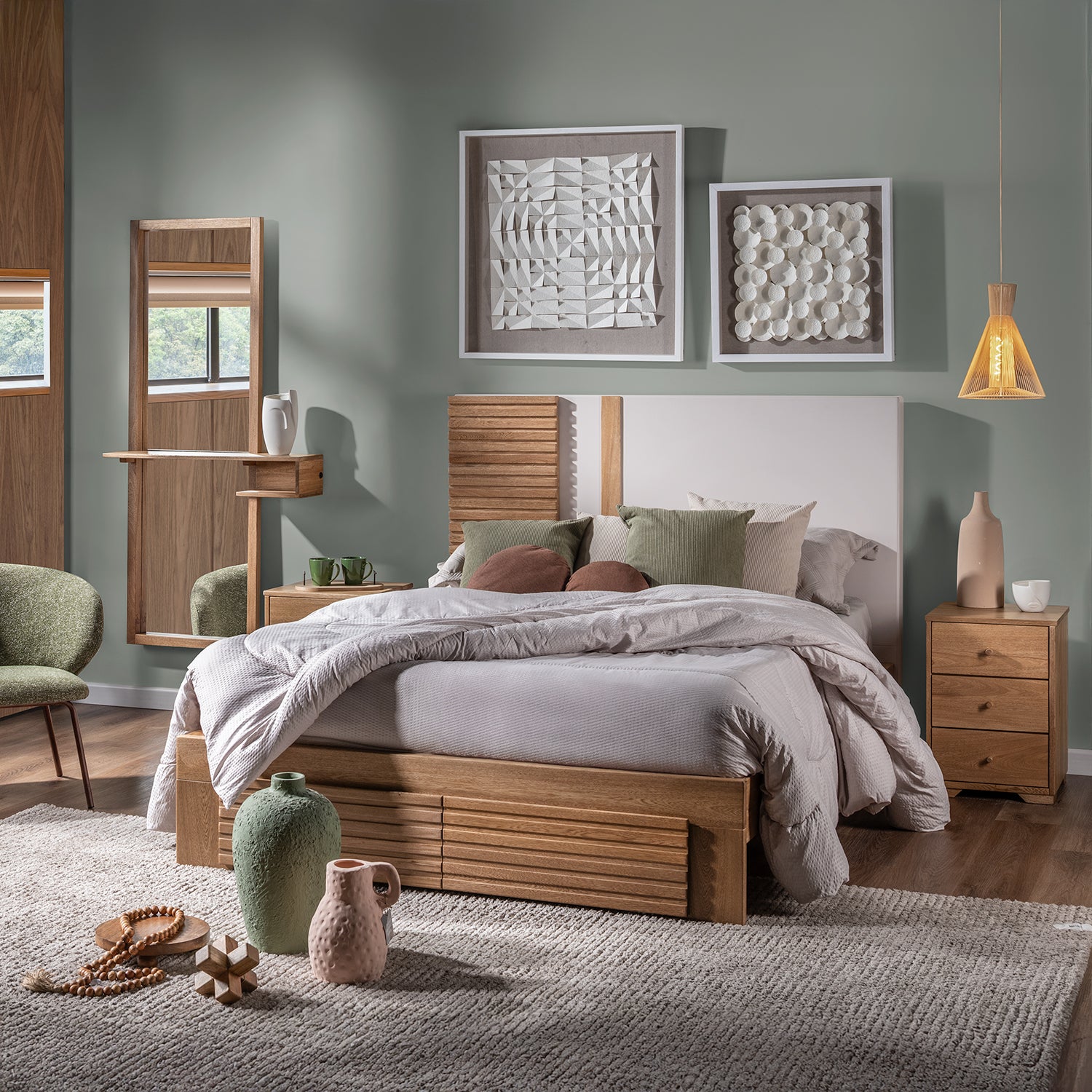 Cama Full Omega Greige, Natural