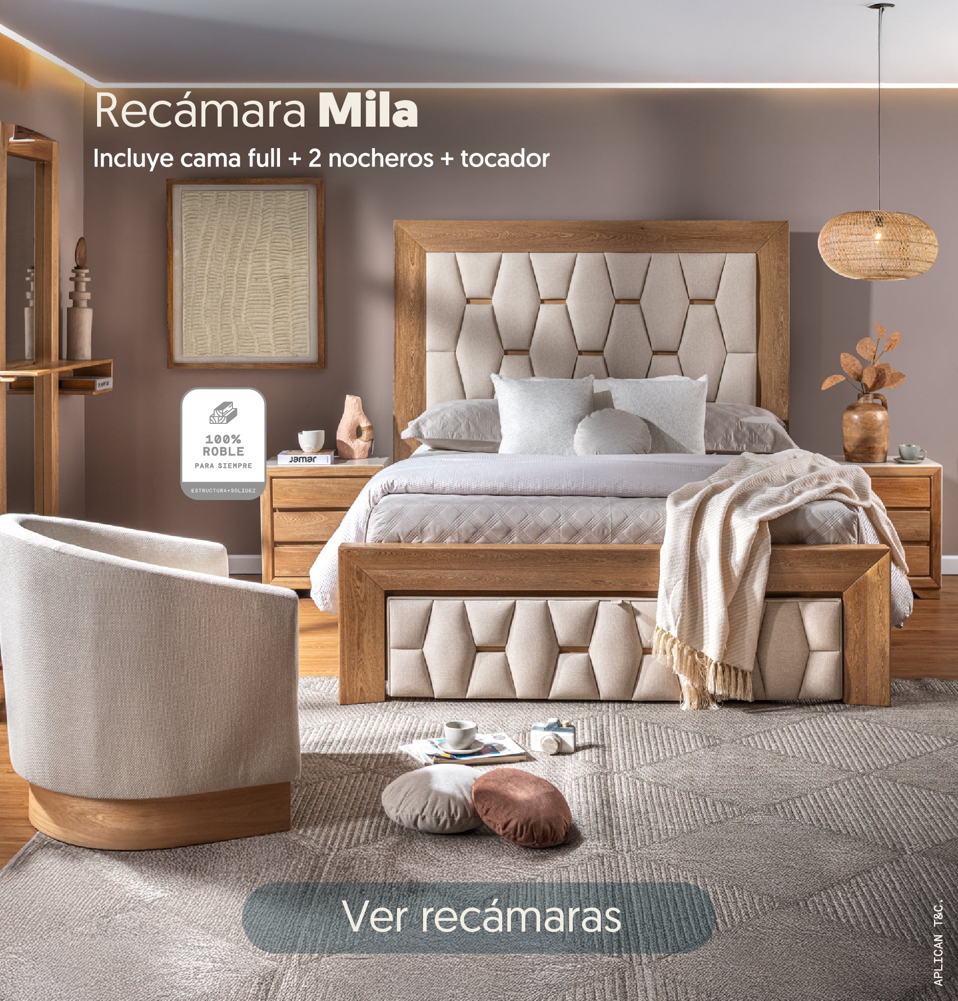 recámaras 100% roble