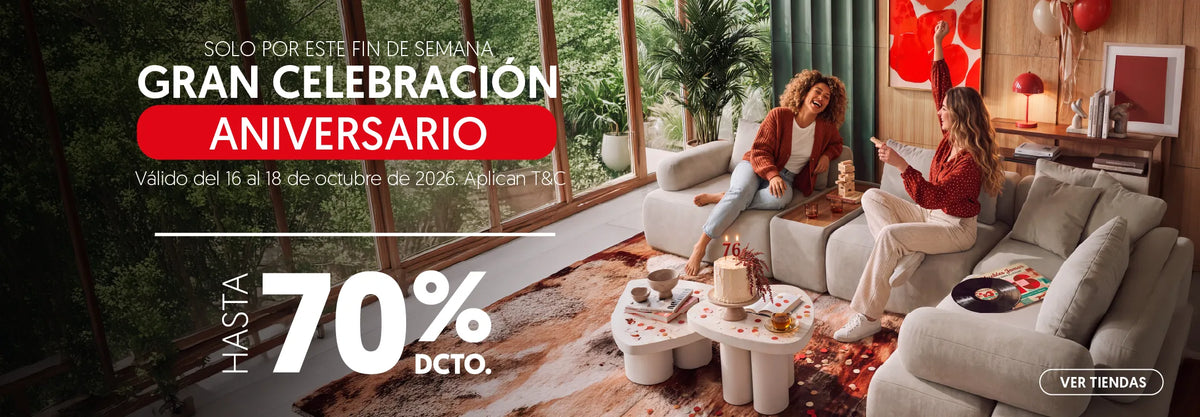 Solo por este fin de semana gran celebración de aniversario hasta el 70% de descuentos