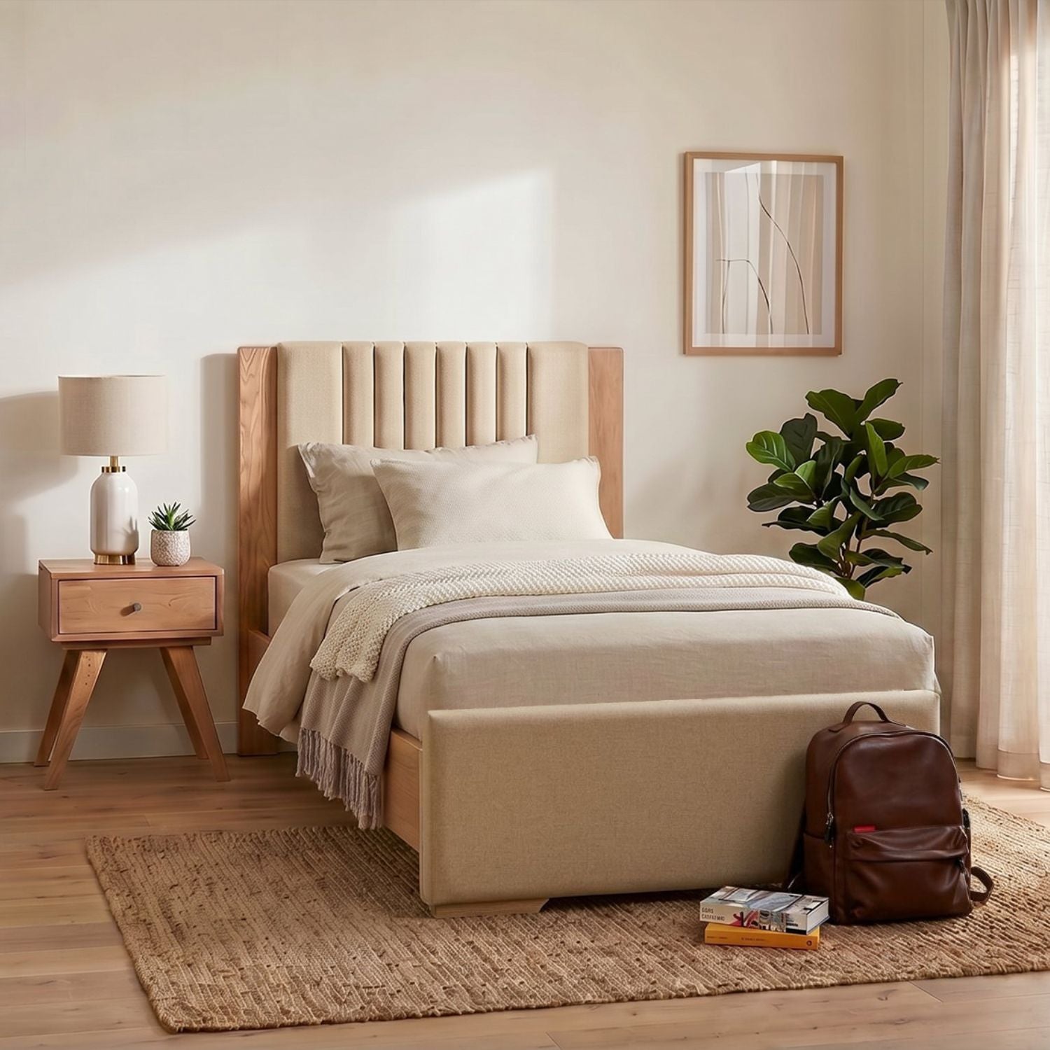 Cama Twin Moscu Eurolino Marfil, Natural