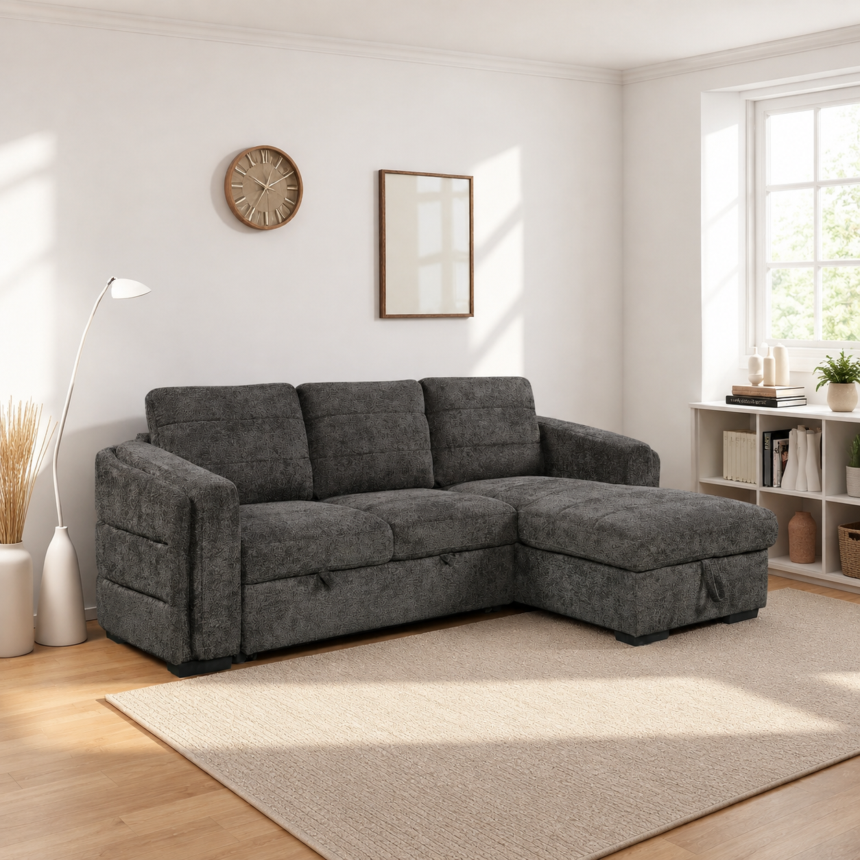 Sala Rinconera Ana Chenille Gris Plomo