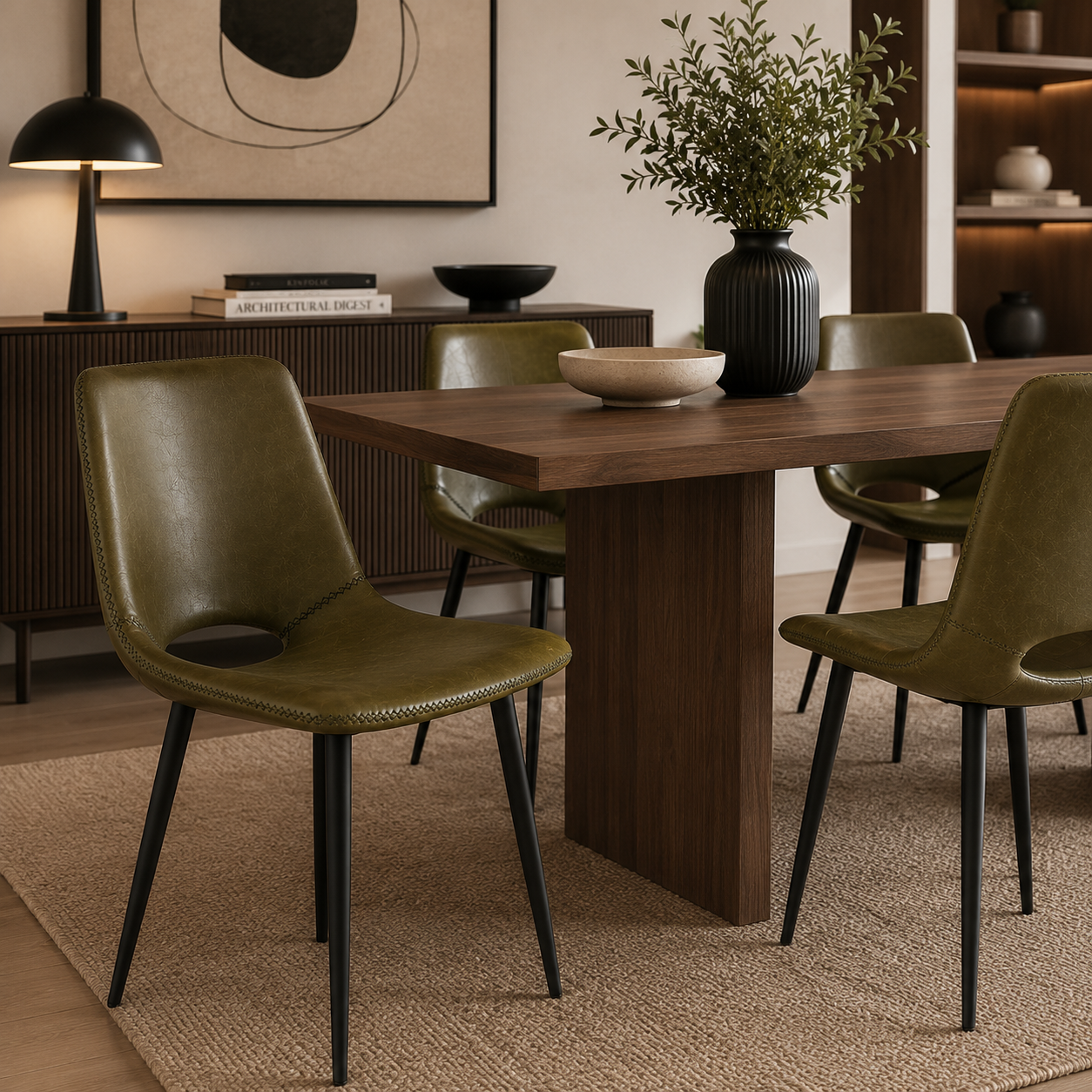 Silla Comedor Thomas Eurocuero Verde Oliva