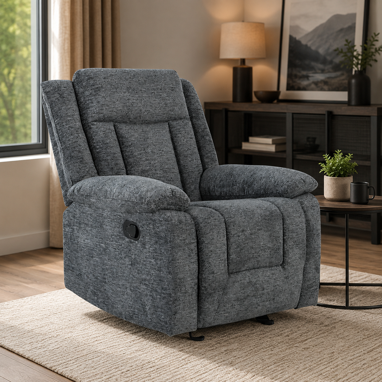 Sillón Reclinable Isabel Velvet Gris Oscuro