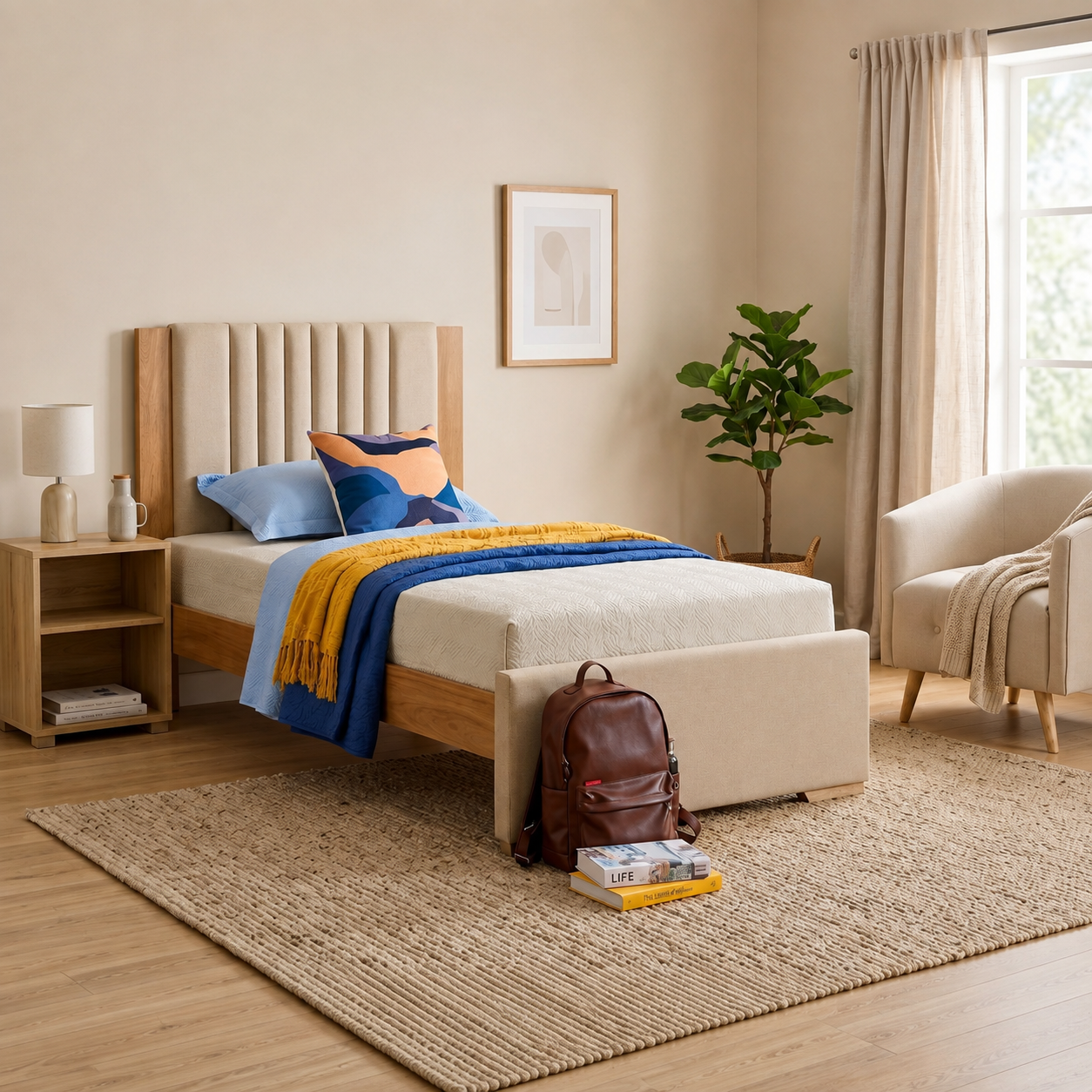 Cama Twin Moscu Eurolino Marfil, Natural