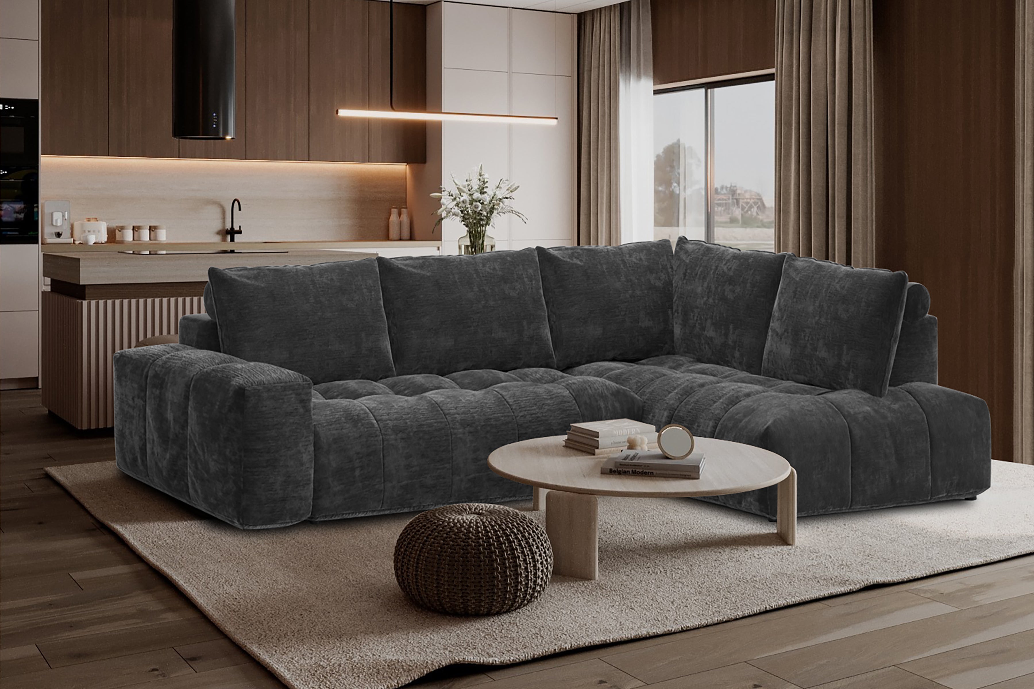Sala Rinconera Cielum Velvet Gris