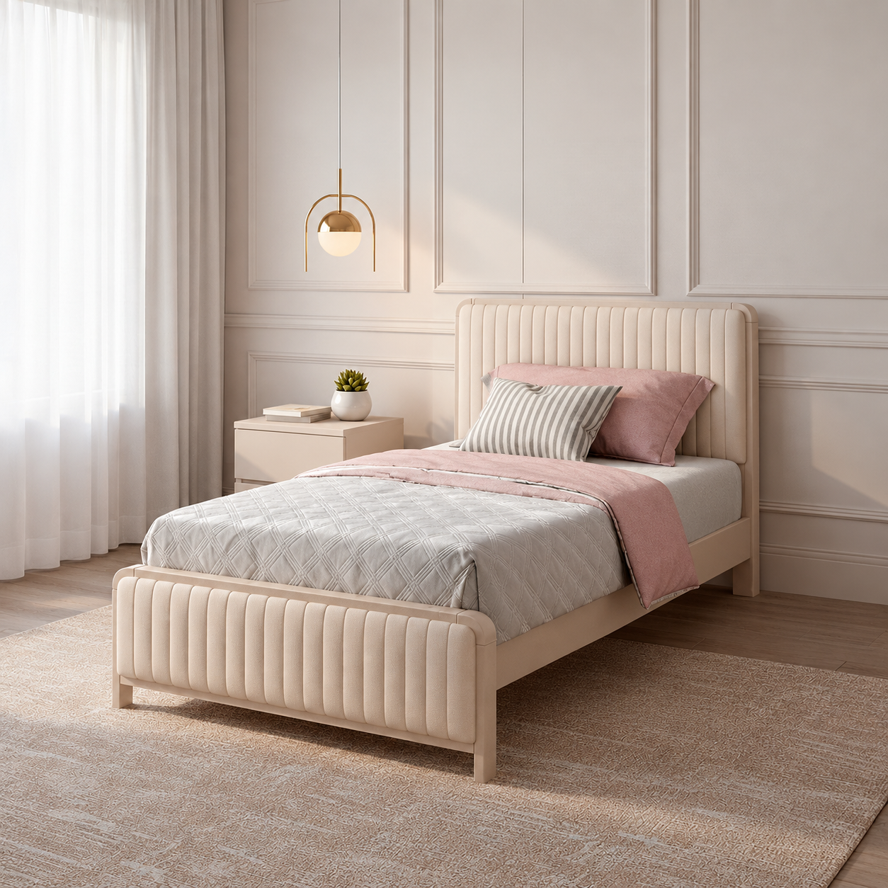 Cama Twin Celeste Eurolino Blanco Perla, Greige