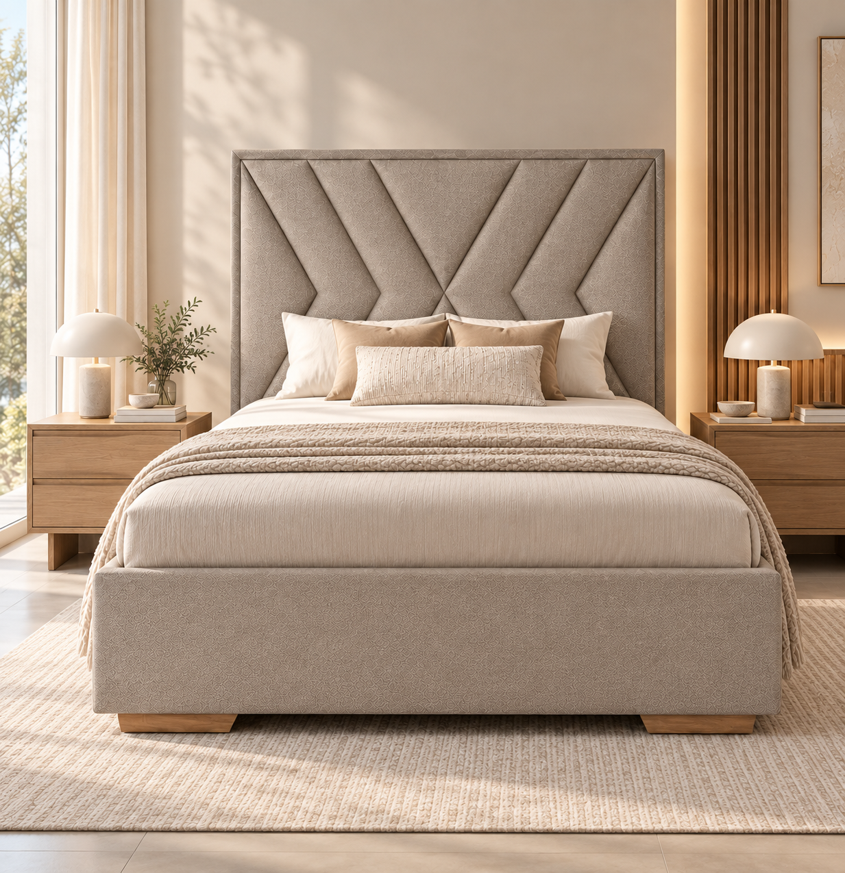 Cama Twin Vallarta Eurolino Taupe, Natural