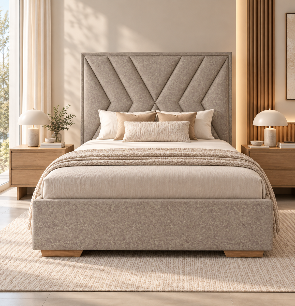 Cama Twin Vallarta Eurolino Taupe, Natural