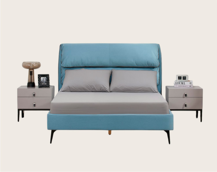  Cama Full Noah Microf Azul, Plomo
