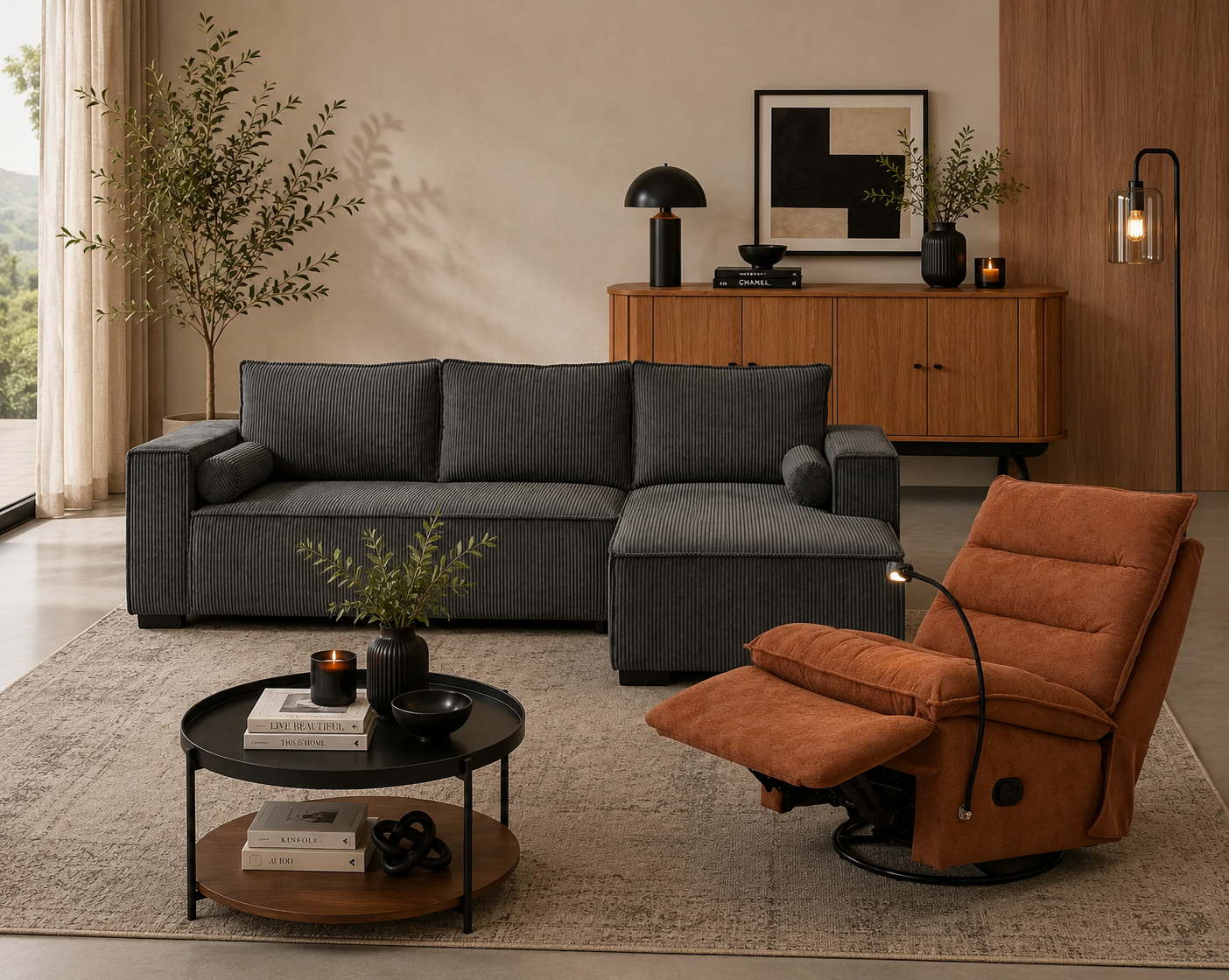 Sala Cama Jade Velvet Gris Oscuro