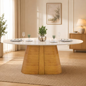 Mesa Comedor 6  Puesto Ryse Natural, Off White