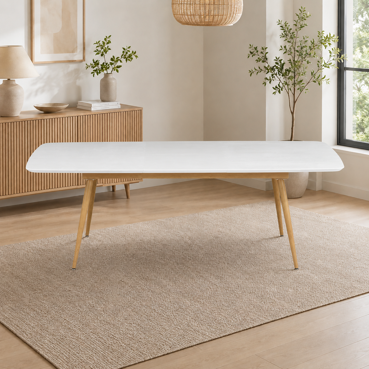 Mesa Comedor 6 Puestos Utah Blanca Extensible