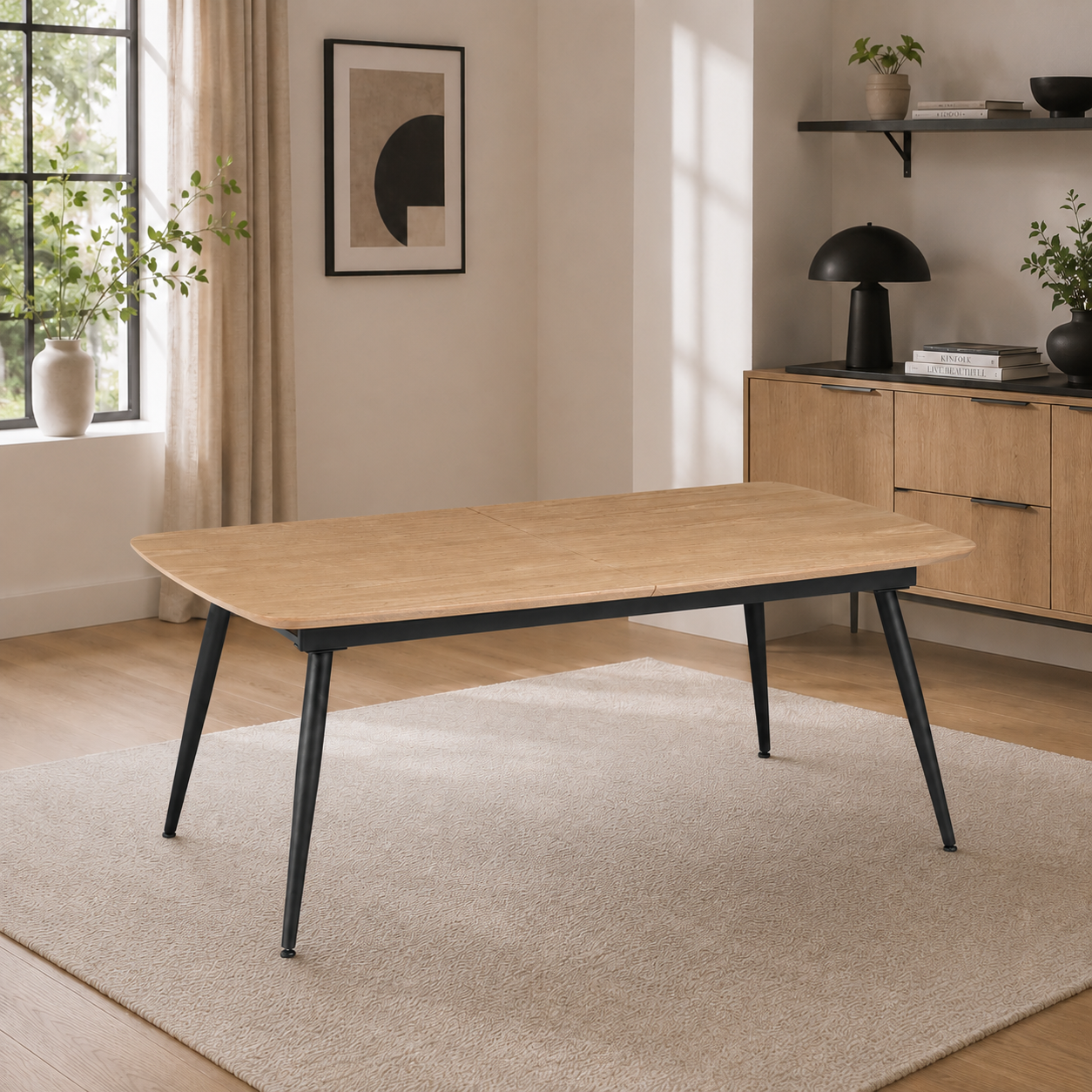 Mesa Comedor 8 Puestos Utah Negra Extensible