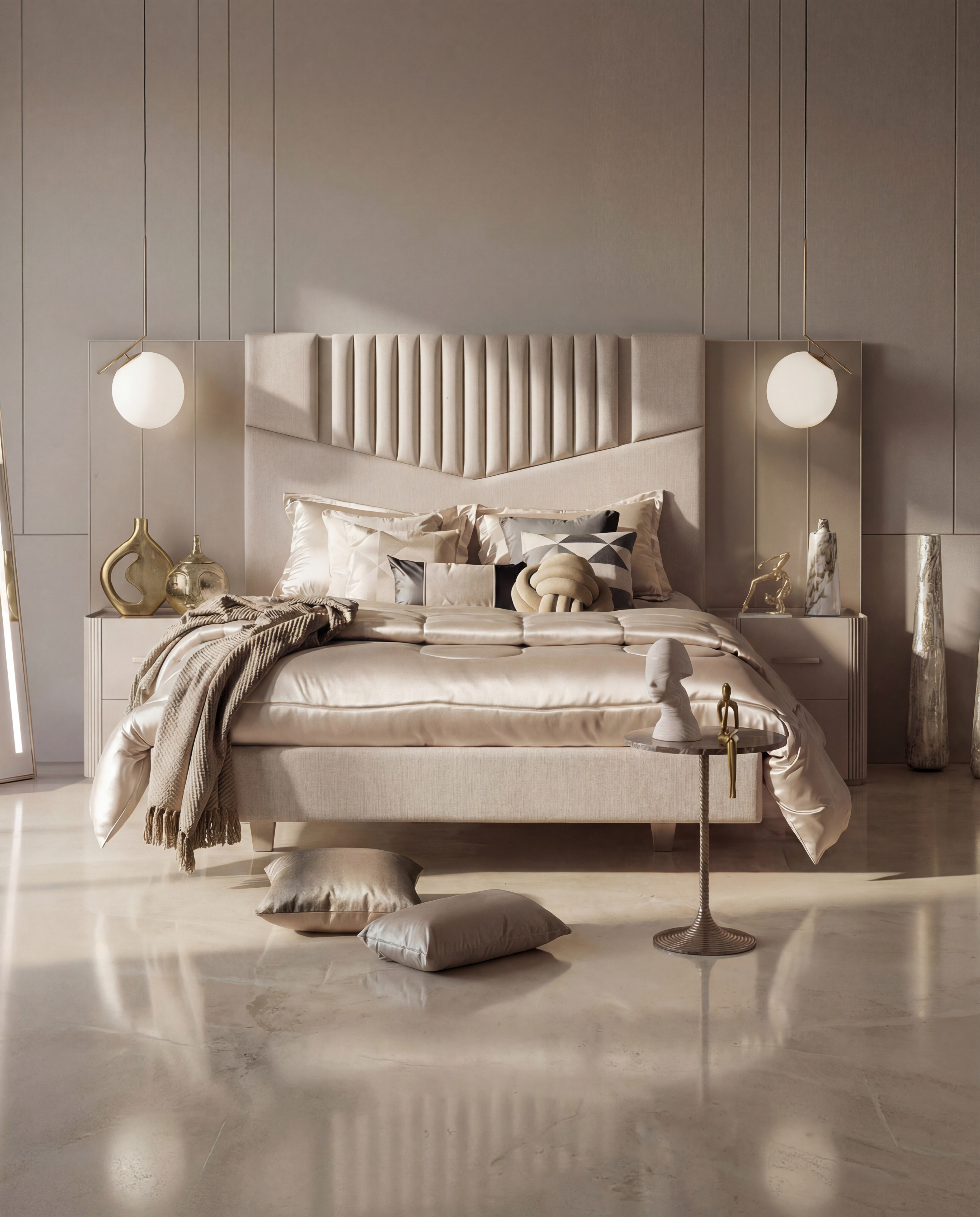 Recámara king Sabina Eurolino Off White, Champaña Y Beige Perla