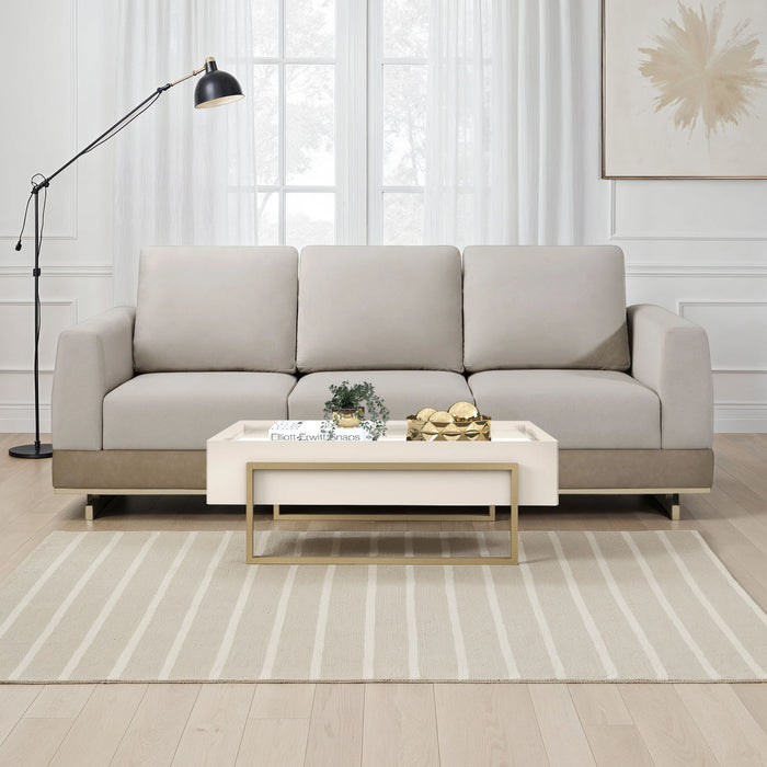 Sofa 3 Puestos Marcus Velvet Siena Avellana, Champaña