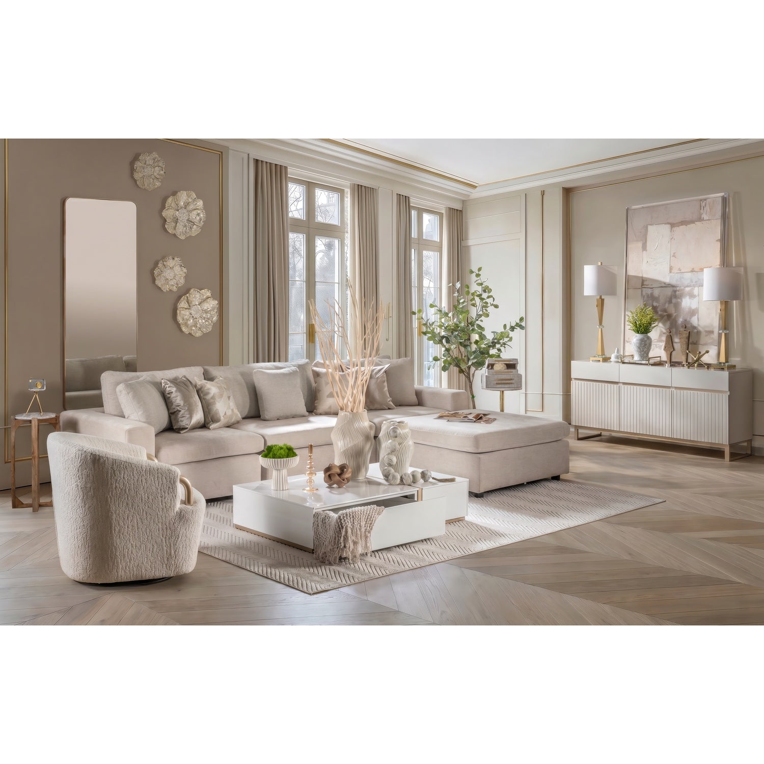 Sala Rinconera Creta Velvet Impetu Beige Premium