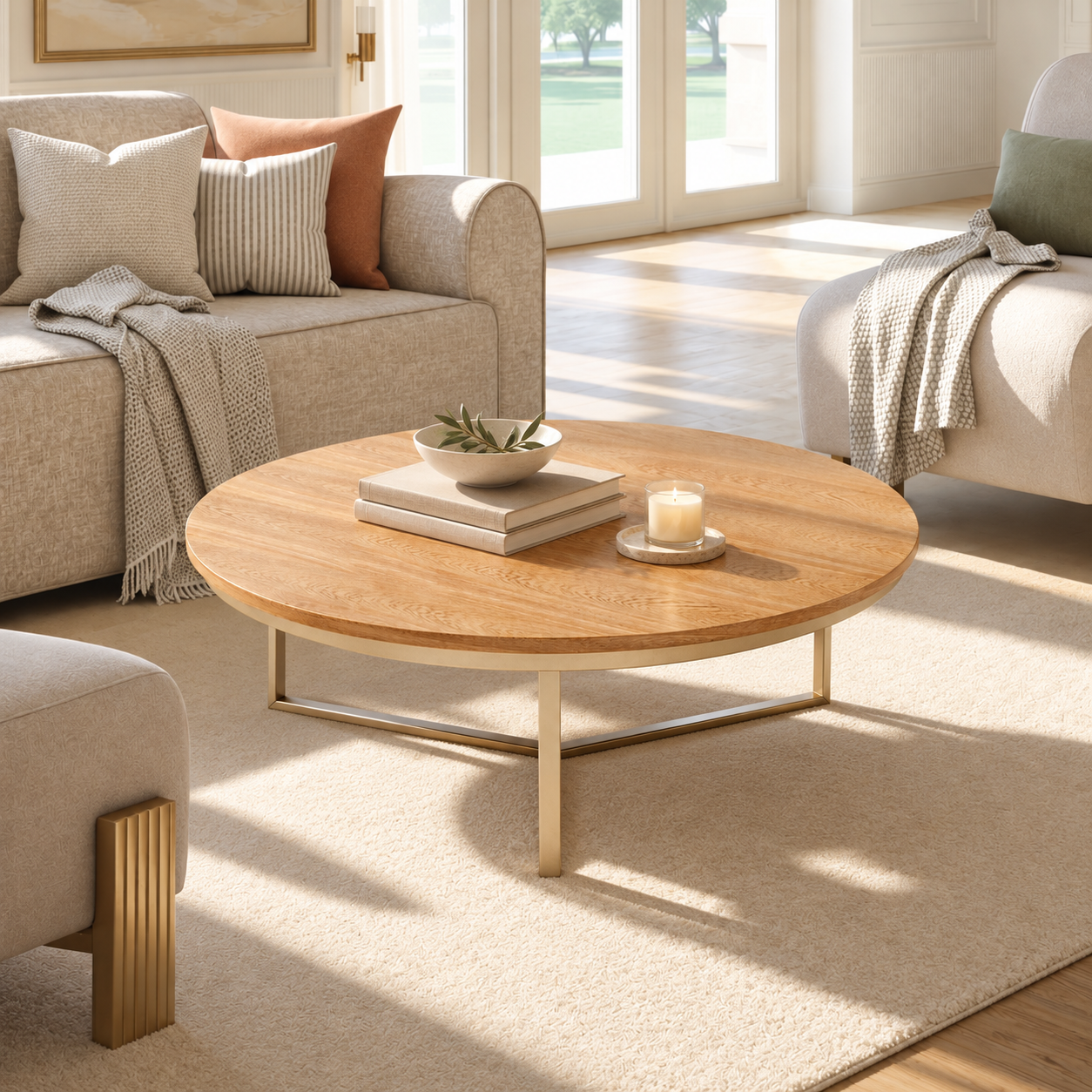 Mesa de Centro Luma 90 Natural, Champaña