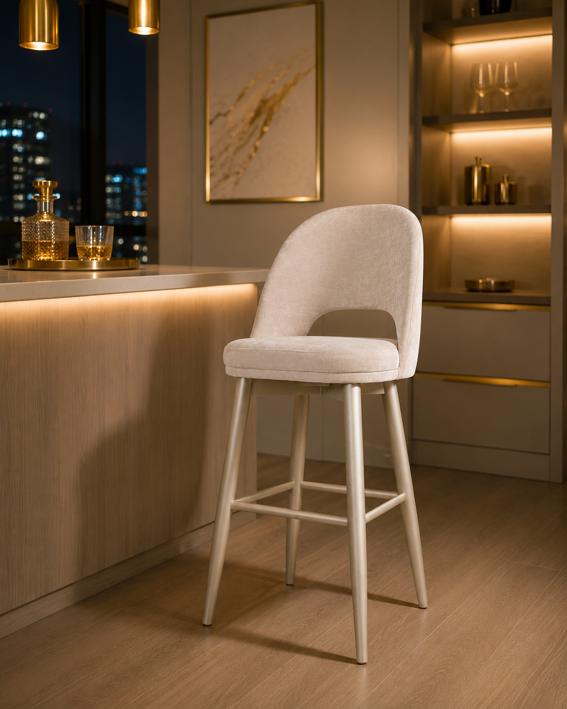 Silla Bar Versalles Velvet Beige, Champaña