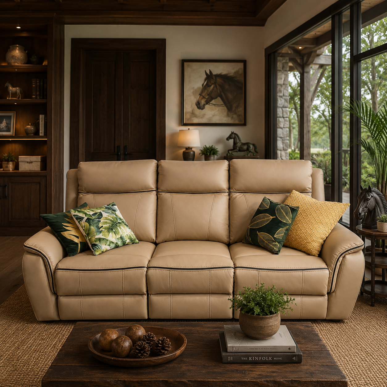 Sofá Reclinable Eléctrico 3 Puesto Berry Camel