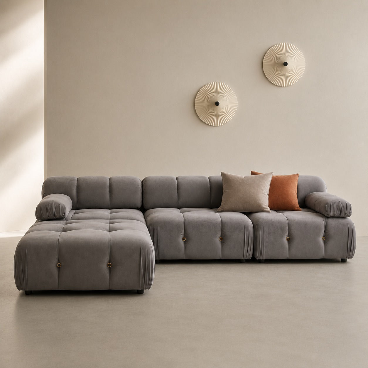 Sala Rinconera Milos Velvet Gris