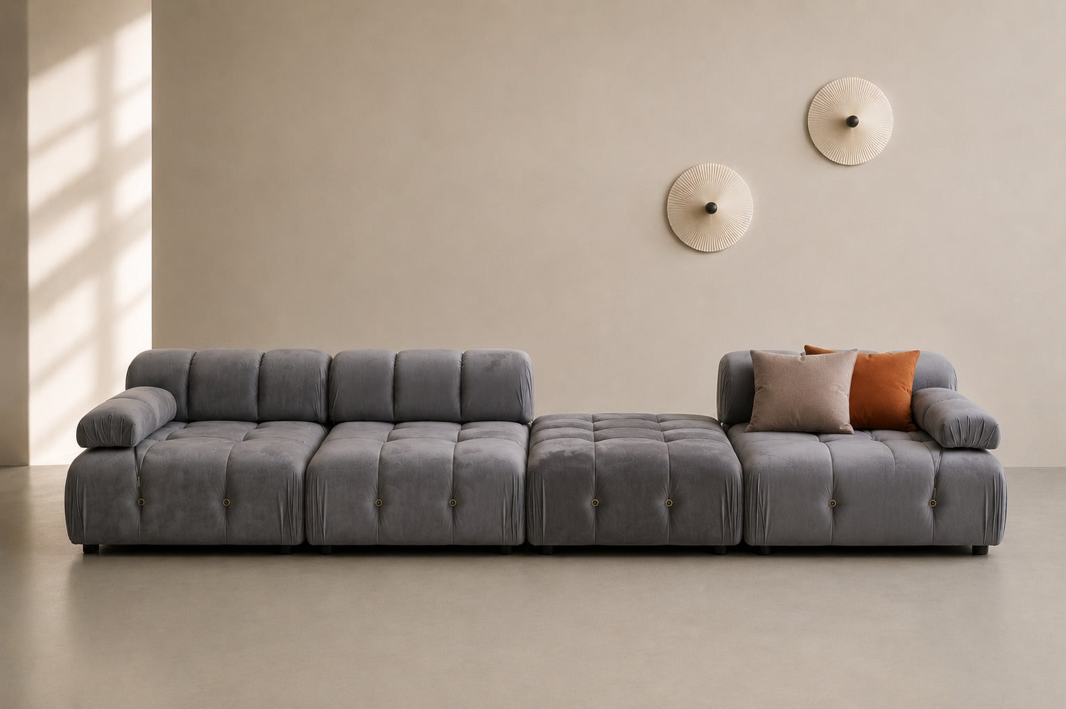 Sala Rinconera Milos Velvet Gris